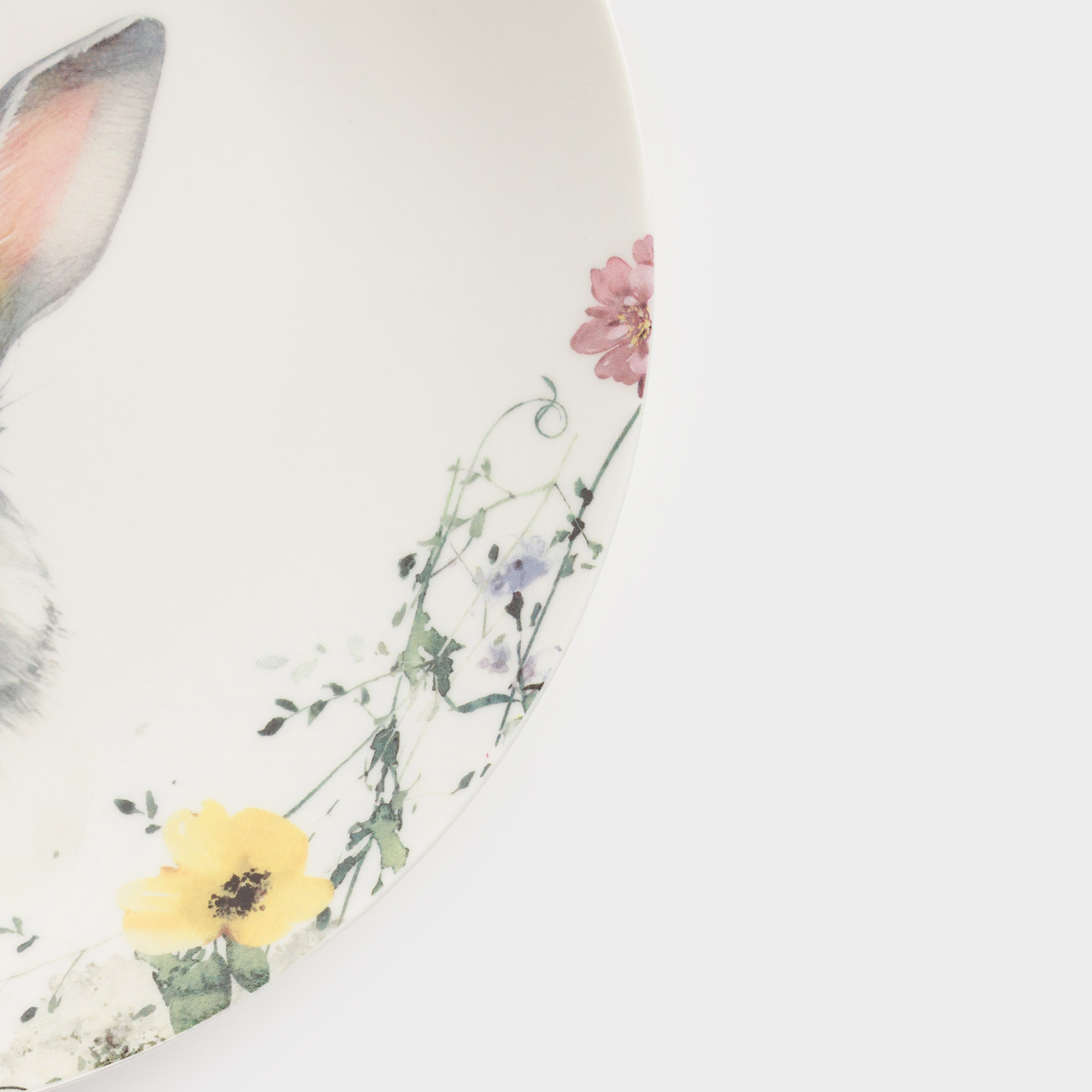 Тарелка закусочная, 23 см, фарфор N, белая, Кролик в цветах, Easter, image-1