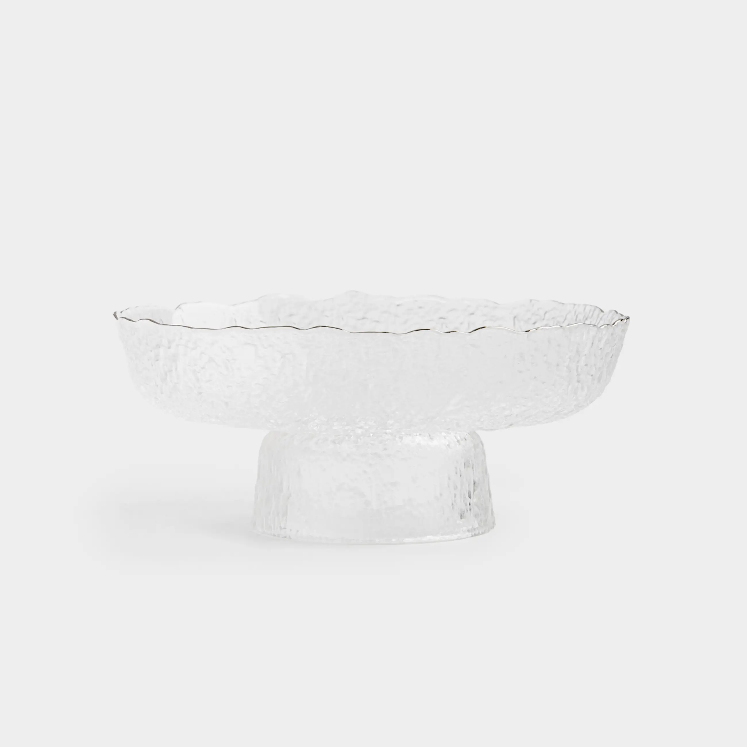 Жеміс вазасы, 20х8 см, аяқты, шыны, күміс жиегі бар, Nautilus silver