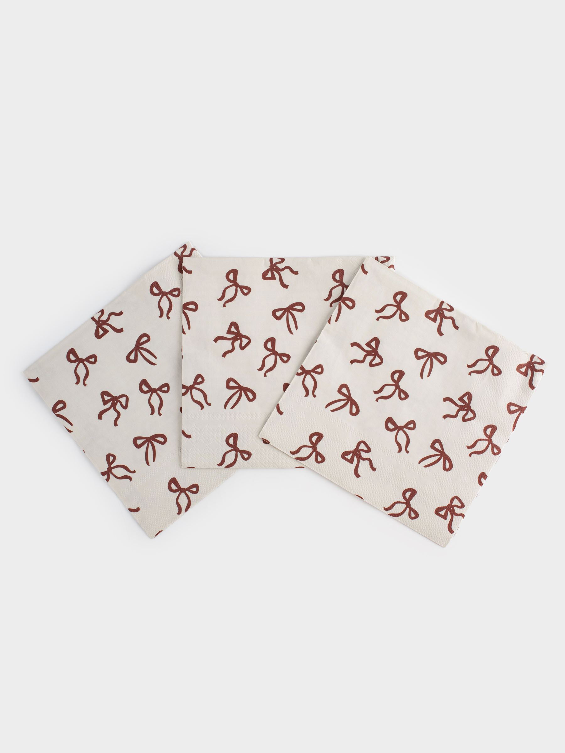 Салфетки бумажные, 33х33 см, 20 шт, квадратные, белые, Банты, Christmas bow, image-2