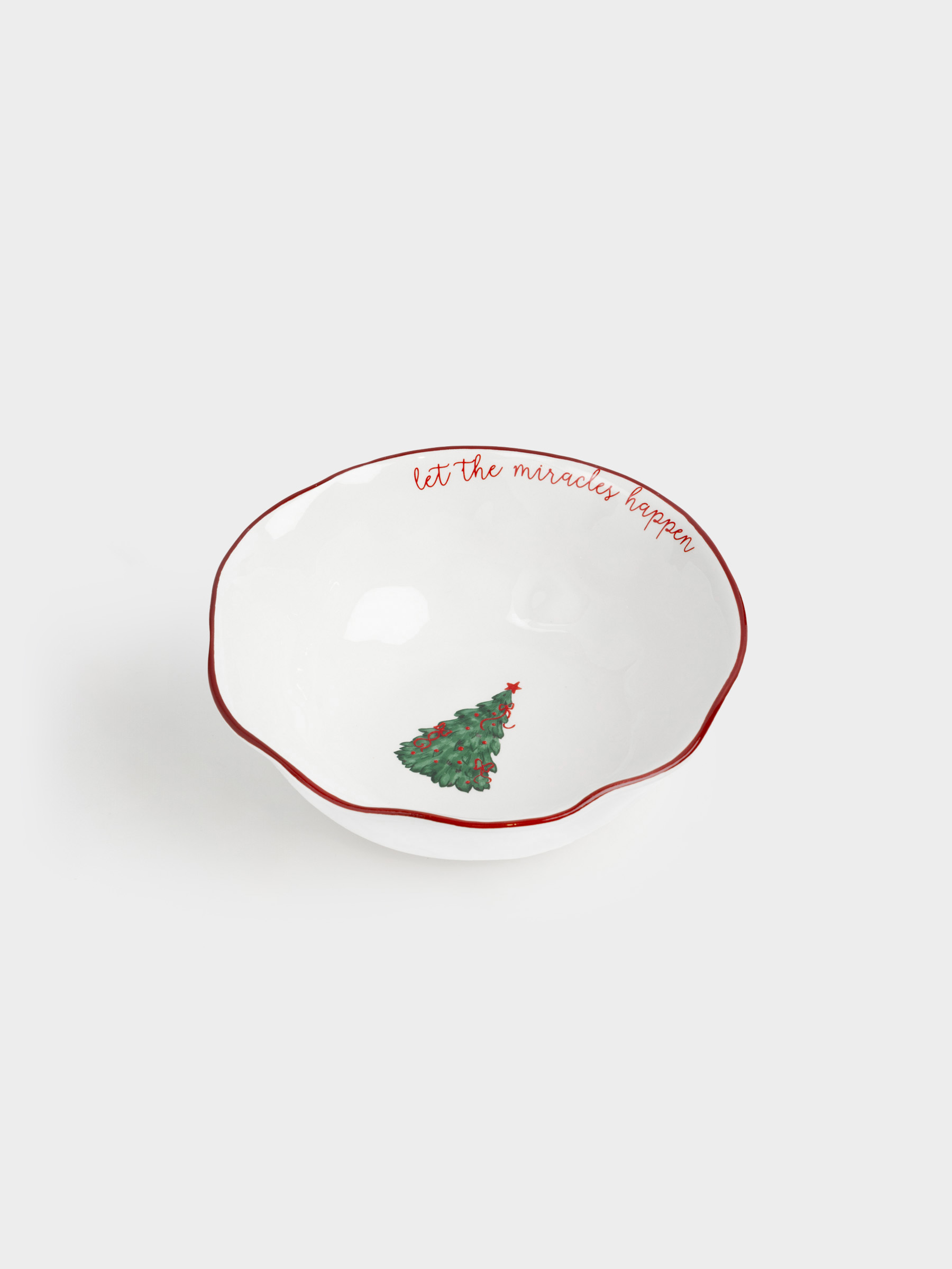 Салатник, 21х8 см, 1,1 л, керамика, Елка с бантами, Christmas tree, image-3
