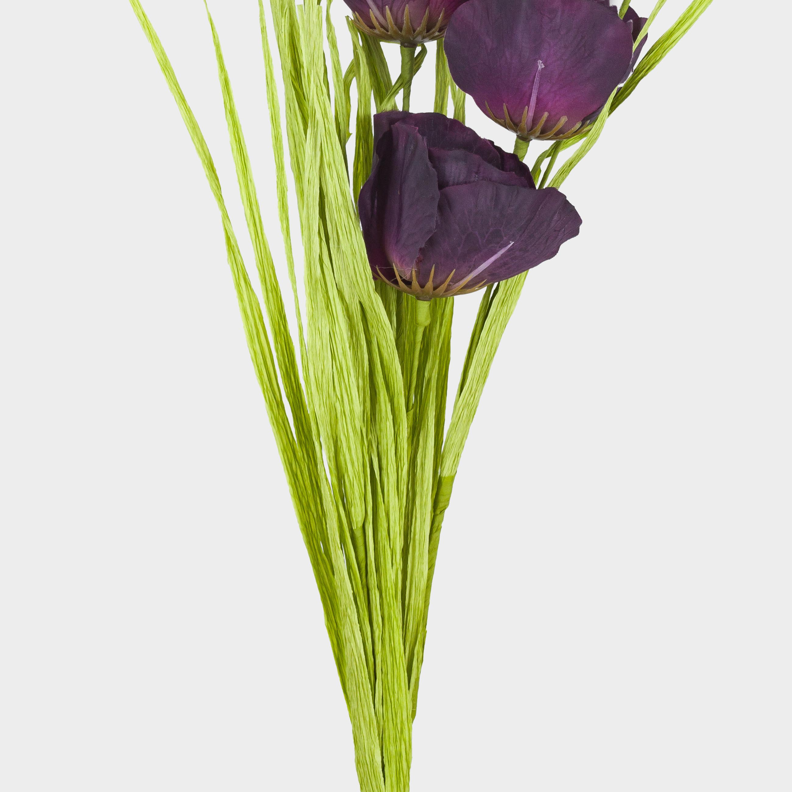 Ветка декоративная, 50 см, пластик/бумага, Фиолетовый мак, Flower garden, image-0