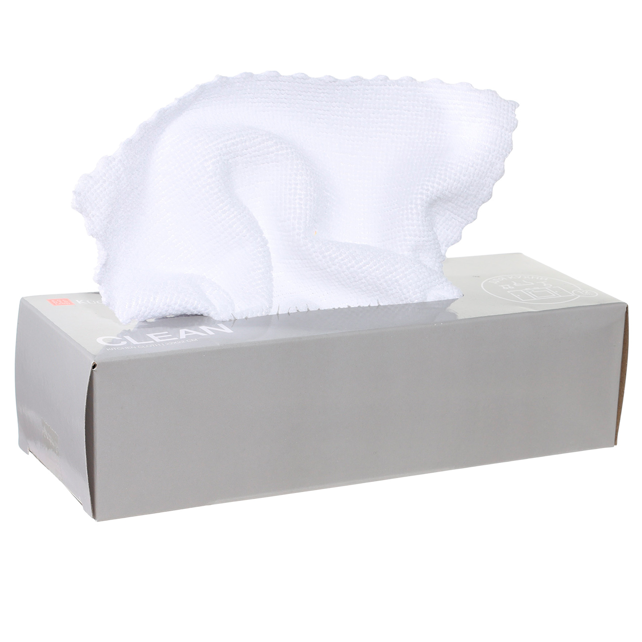 Ас үйге арналған шүберек, 22х22 см, 12 дана, микрофибра, ақ, Clean, image-0