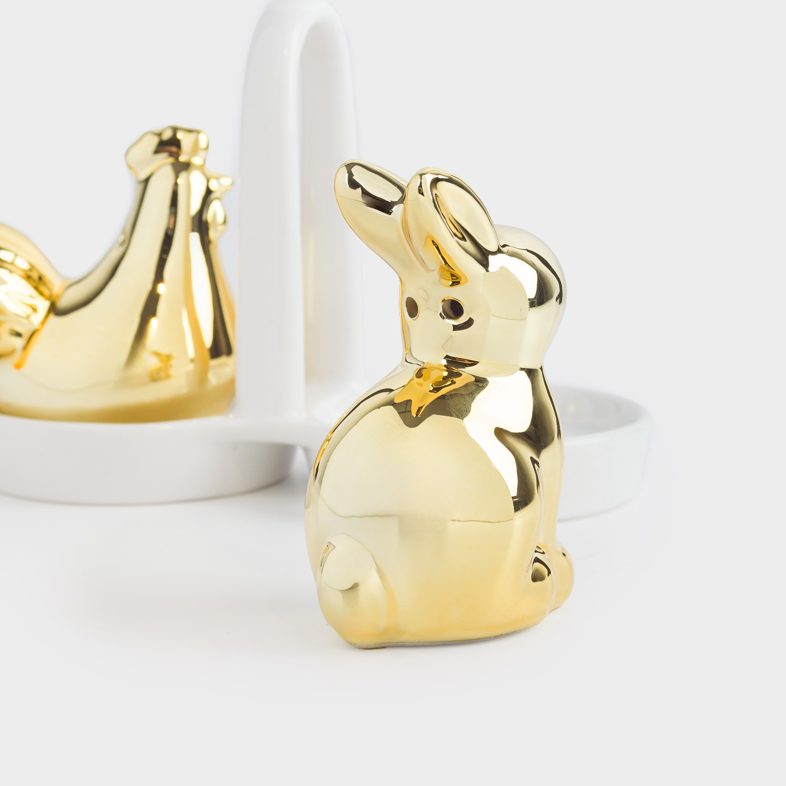 Тұз және бұрыш жинағы, 17 см, тұғырда, керамика, алтын ақ, Easter gold, image-6