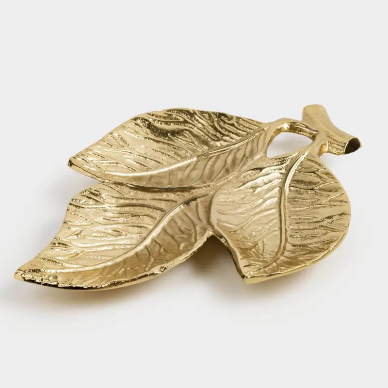 Менажница, 24х18 см, 3 отд, металл, золотистая, Листья, Fantastic gold, image-0