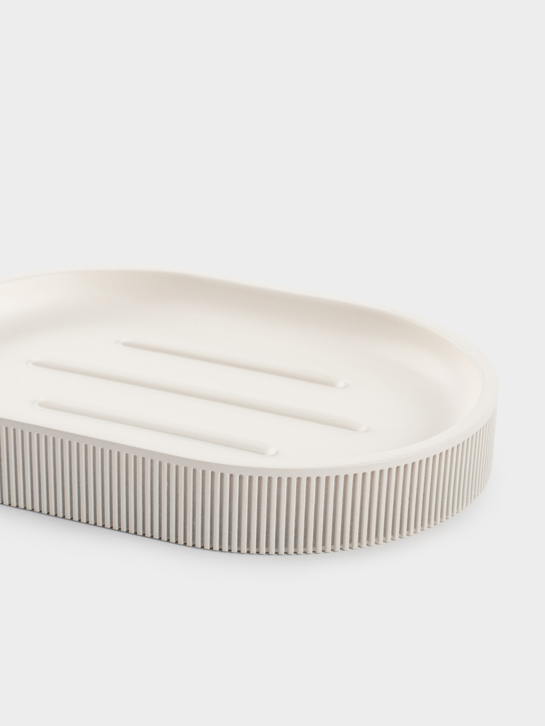 Мыльница, 13х10 см, полирезин, овальная, молочная, White stripes, image-4