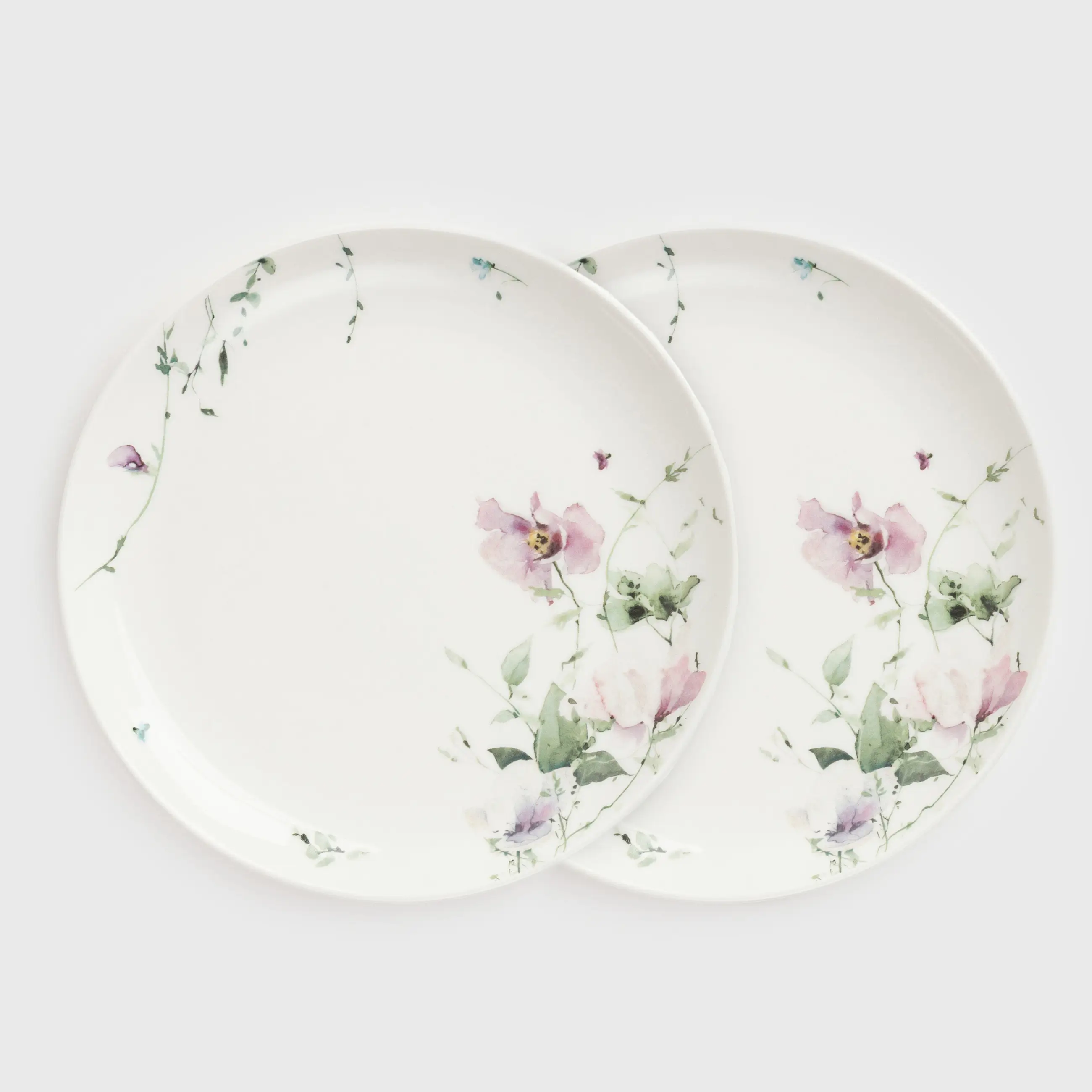 Тарелка закусочная, 21 см, 2 шт, фарфор N, белая, Сиреневые цветы, Floret, image-0