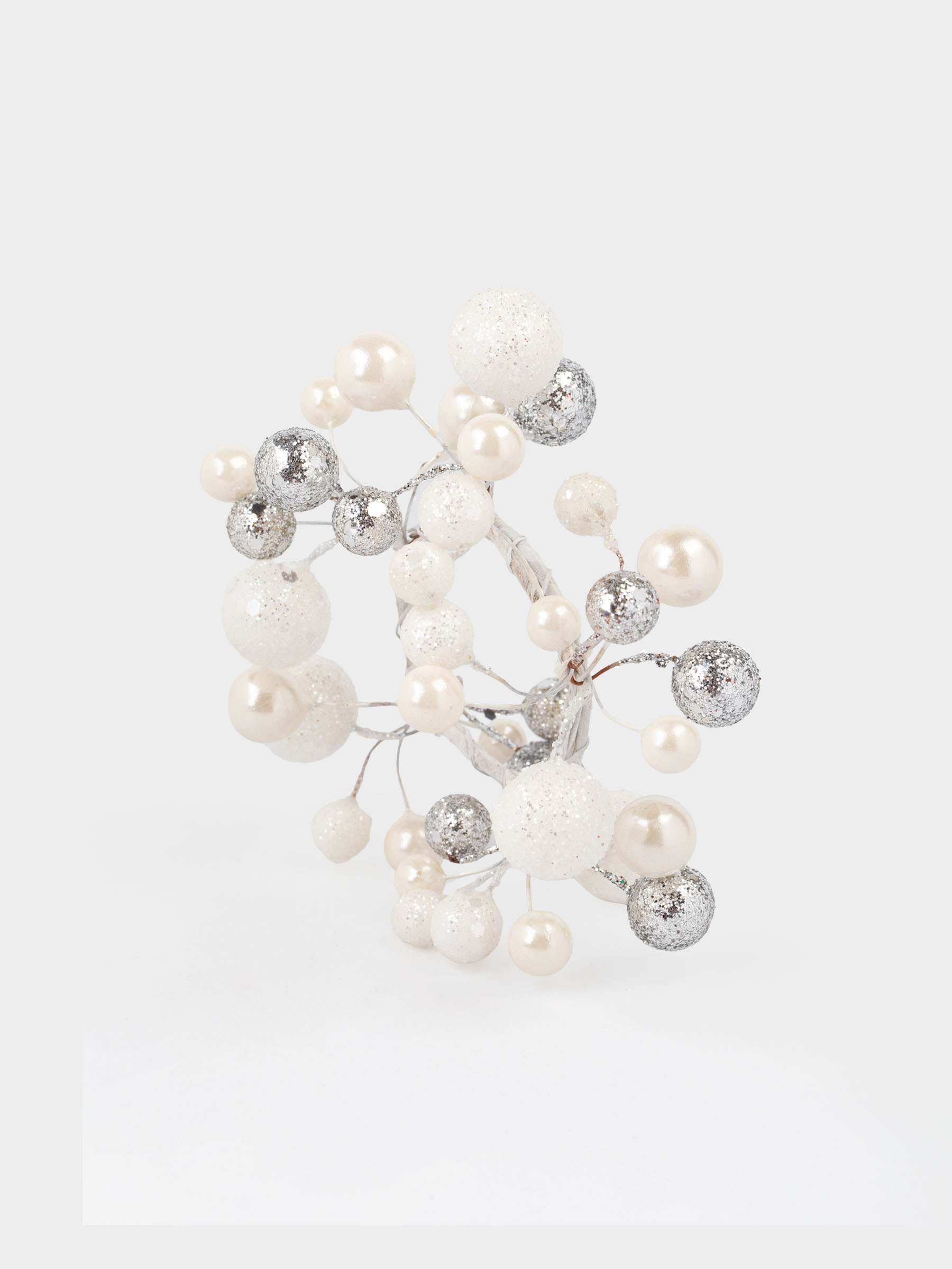 Майлық сақинасы, 5 см, пластик, сүтті күміс, Рождестволық шарлар, Balls sparkle, image-2