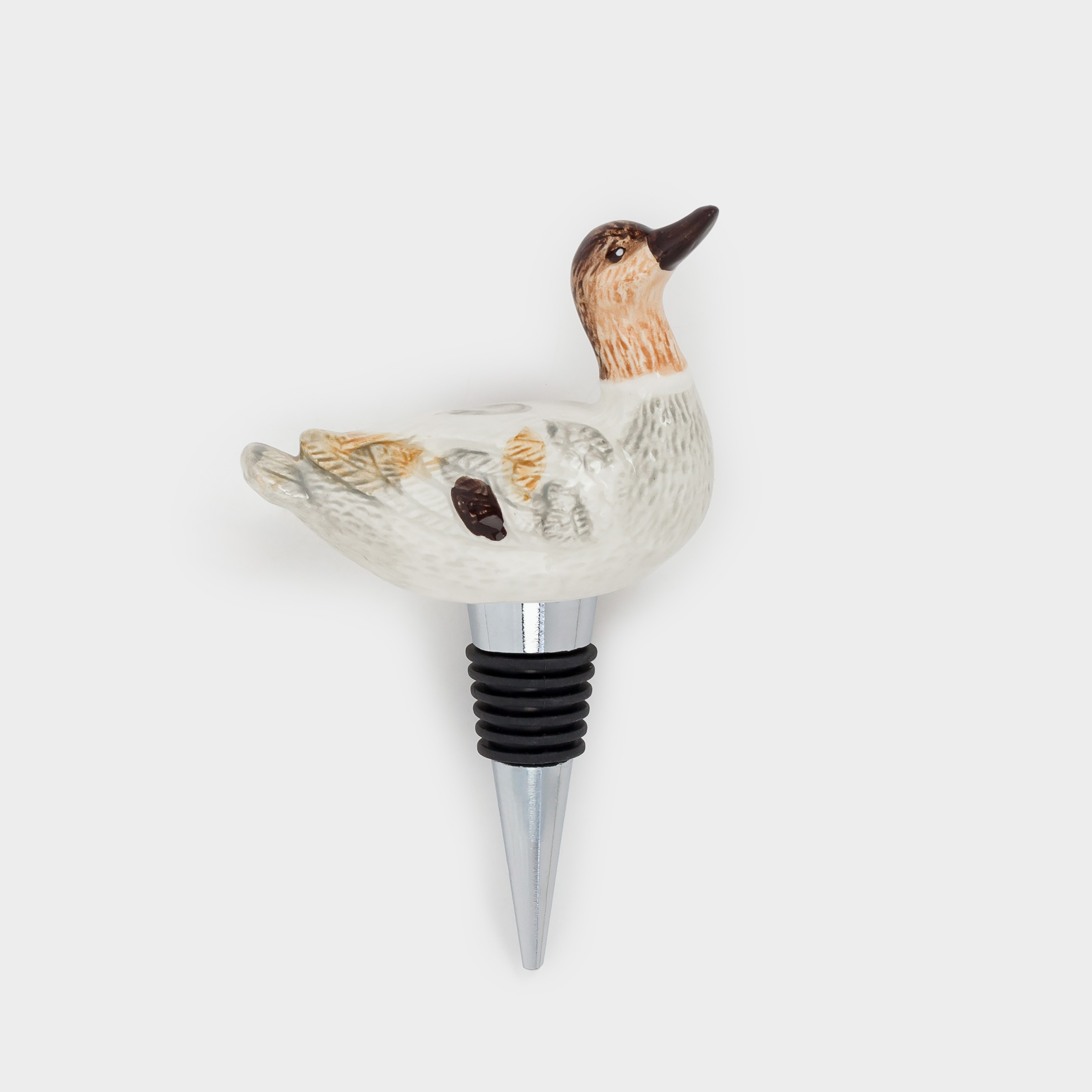 Шарап бөтелкесінің тығыны, 12 см, металл/керамика, Үйрек, Duck, image-0
