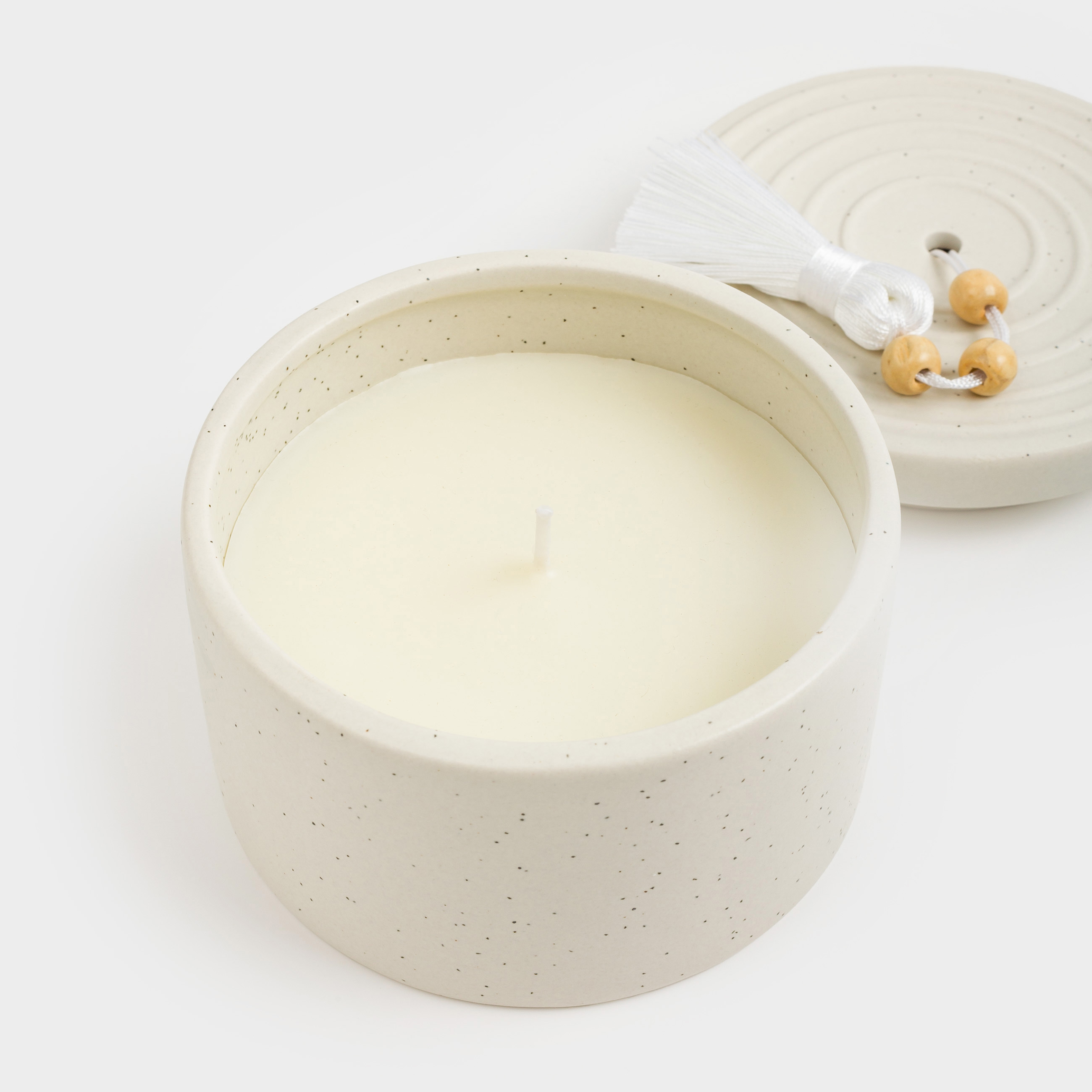 Хош иісті шам, 7 см, шам ұстағышта, шашақпен, керамика, Sage and Sea salt, Delicia, image-4