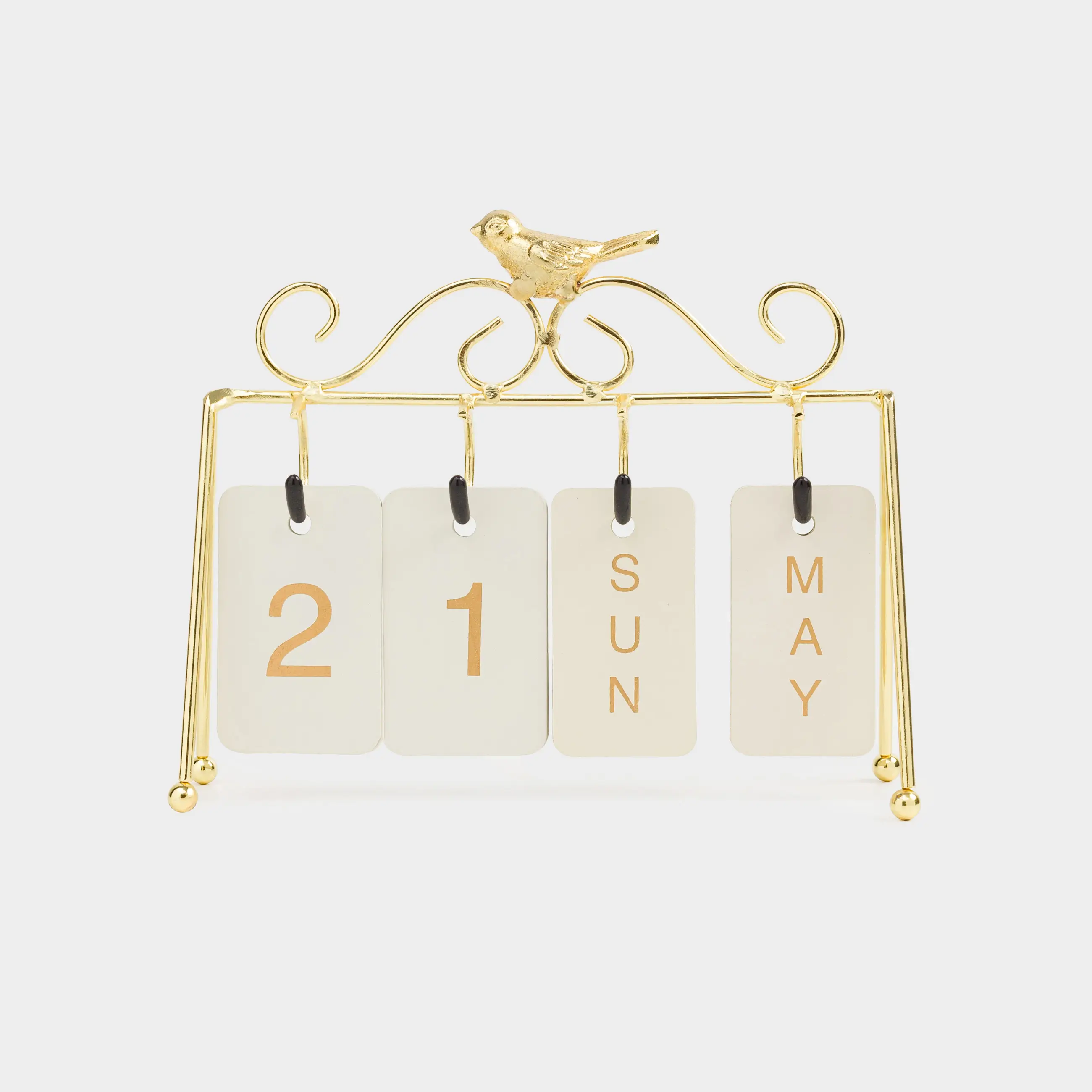 Үстел үсті күнтізбесі, 18х16 см, болат/шыны, алтын, Гүл, Twist gold
