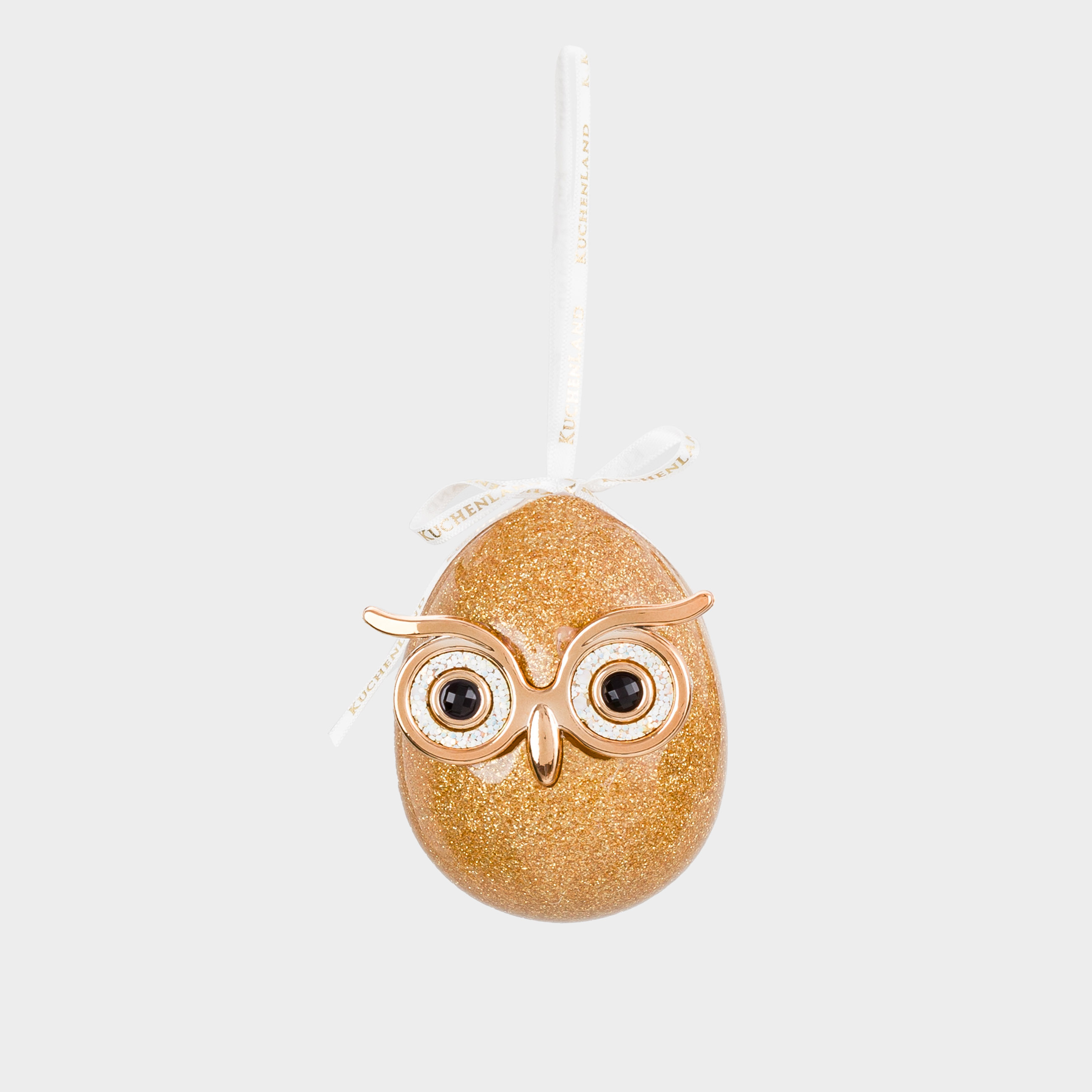 Игрушка елочная, 9 см, пенопласт, золотистая, Сова, Funny owl, image-1