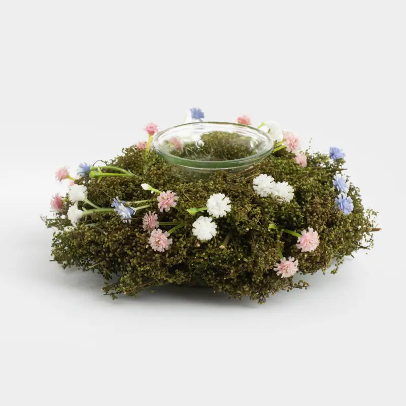 Подсвечник, 16 см, для чайной свечи, стекло/полынь, Незабудки, Delicate posy decor ,image-0