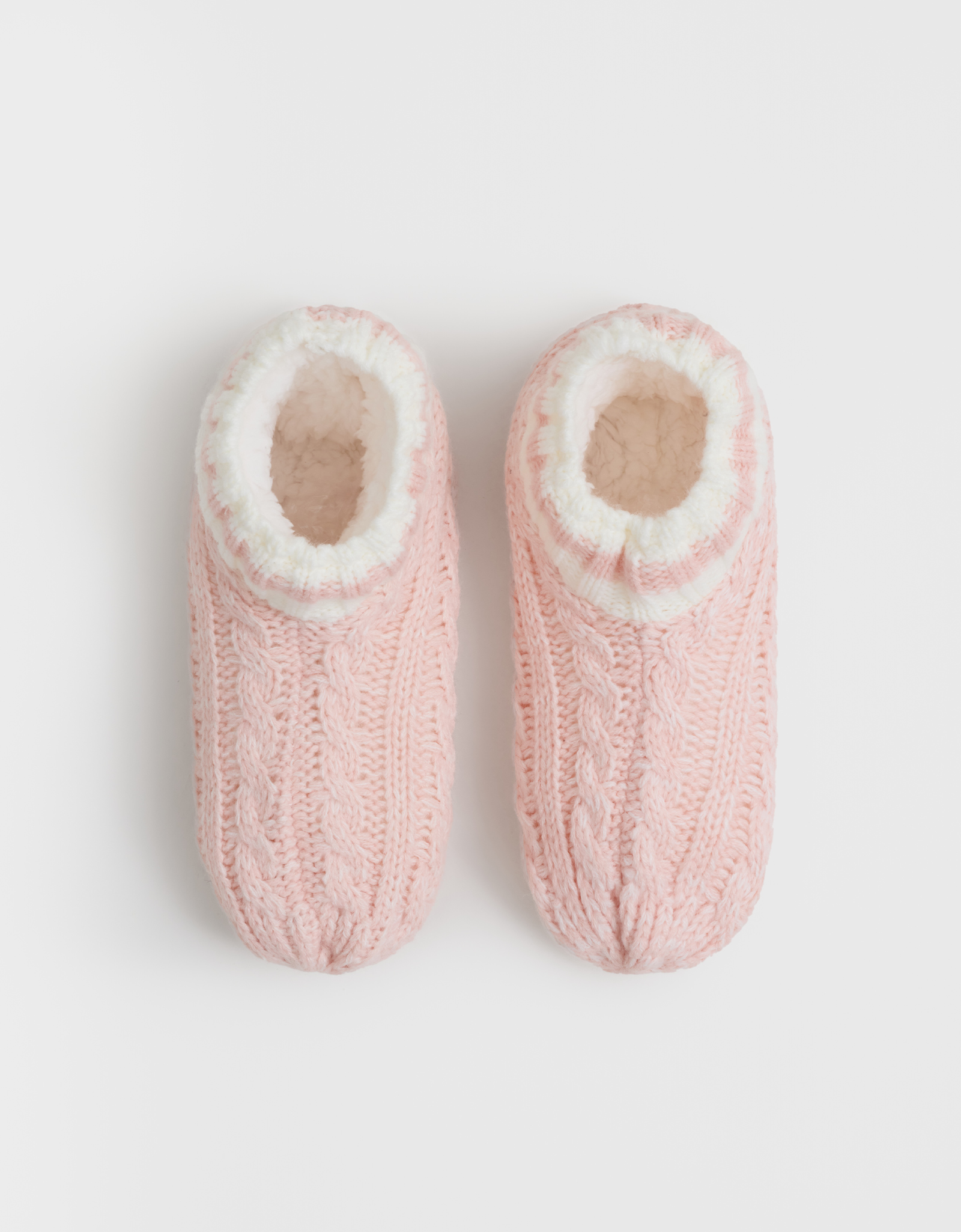 Носки женские, домашние, акрил/шерпа, розовые, Косы, Knitted soft, image-0