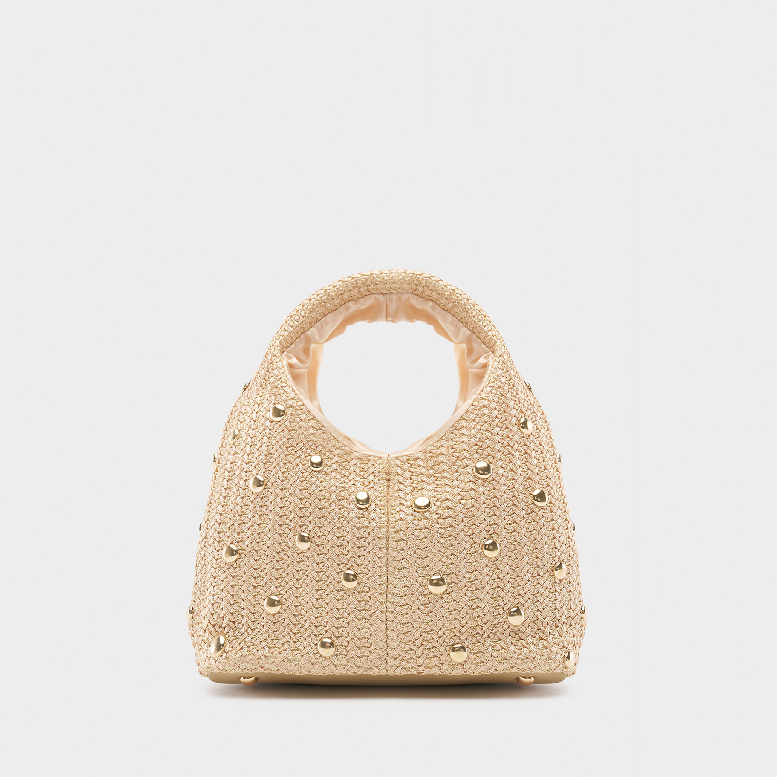 Әйелдер сөмкесі, 22х13 см, өрілген, сабы бар, полиэстер/пластик, сарғылт-қоңыр, Моншақтар, Tramonto, image-0