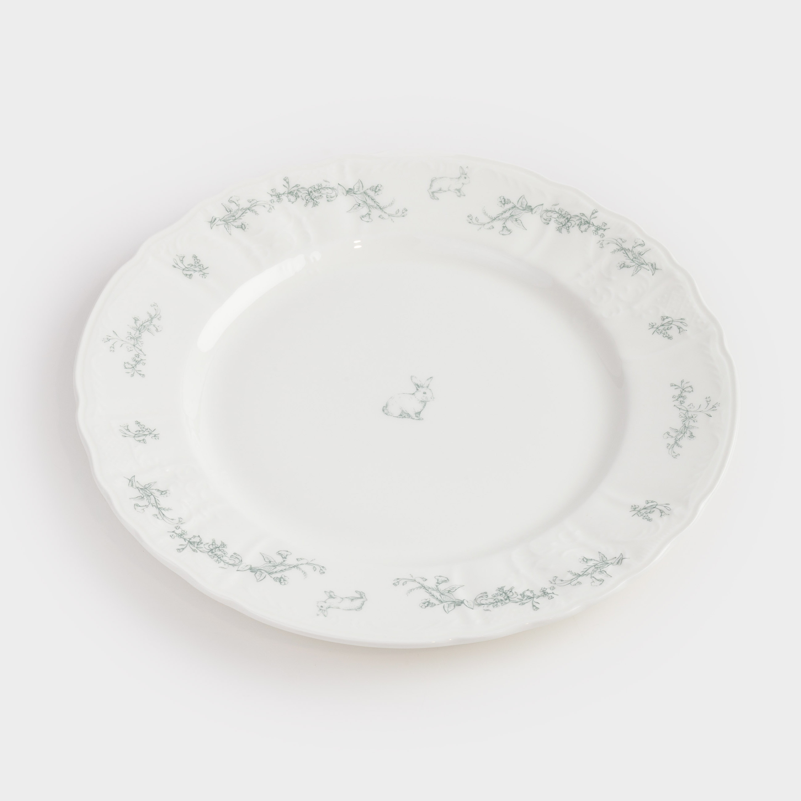 Тарелка обеденная, 27 см, фарфор Fine Bone China, белая, Кролик и цветы, Easter blooming, image-1