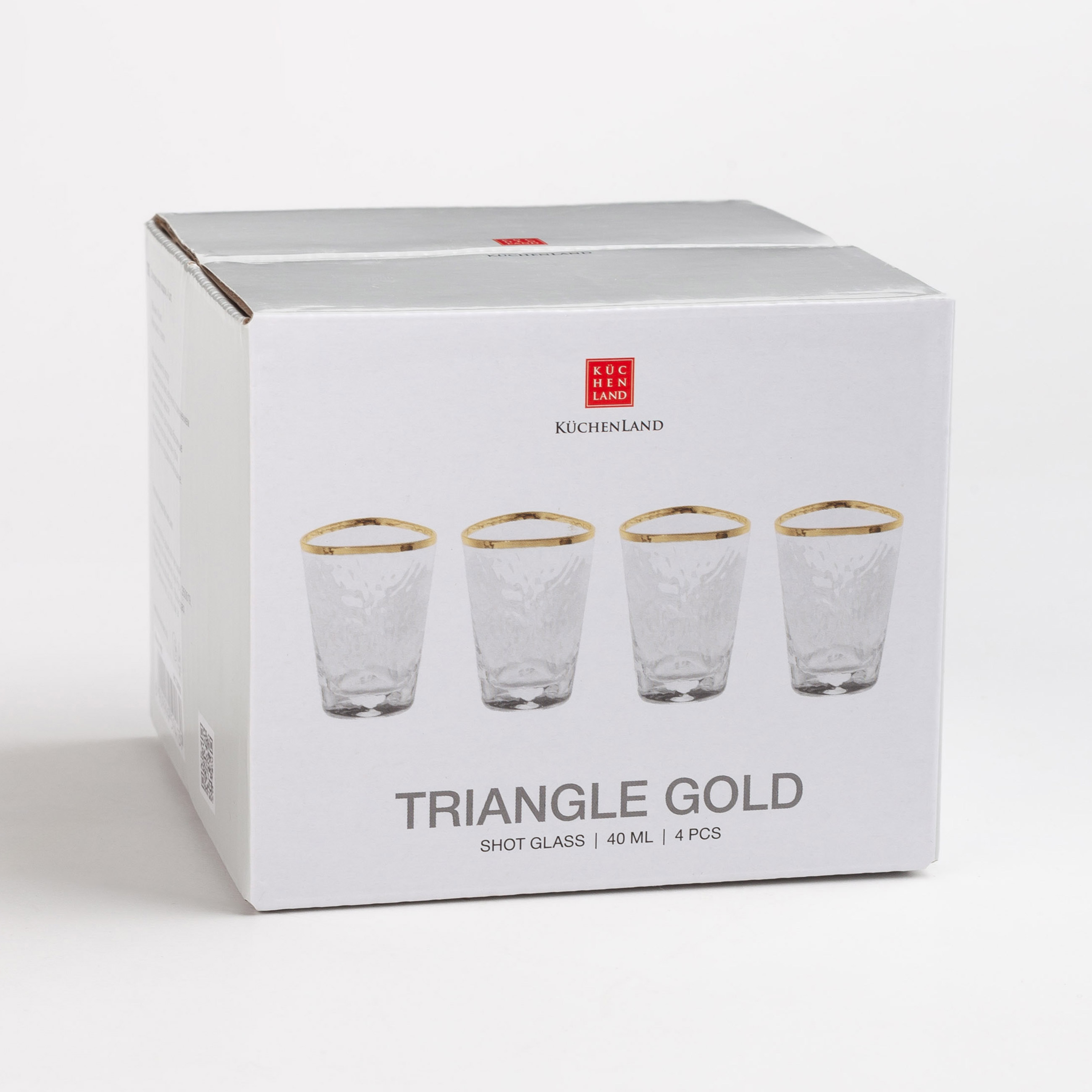 Стопка для водки, 40 мл, 4 шт, стекло, золотистый кант, Triangle Gold, image-5