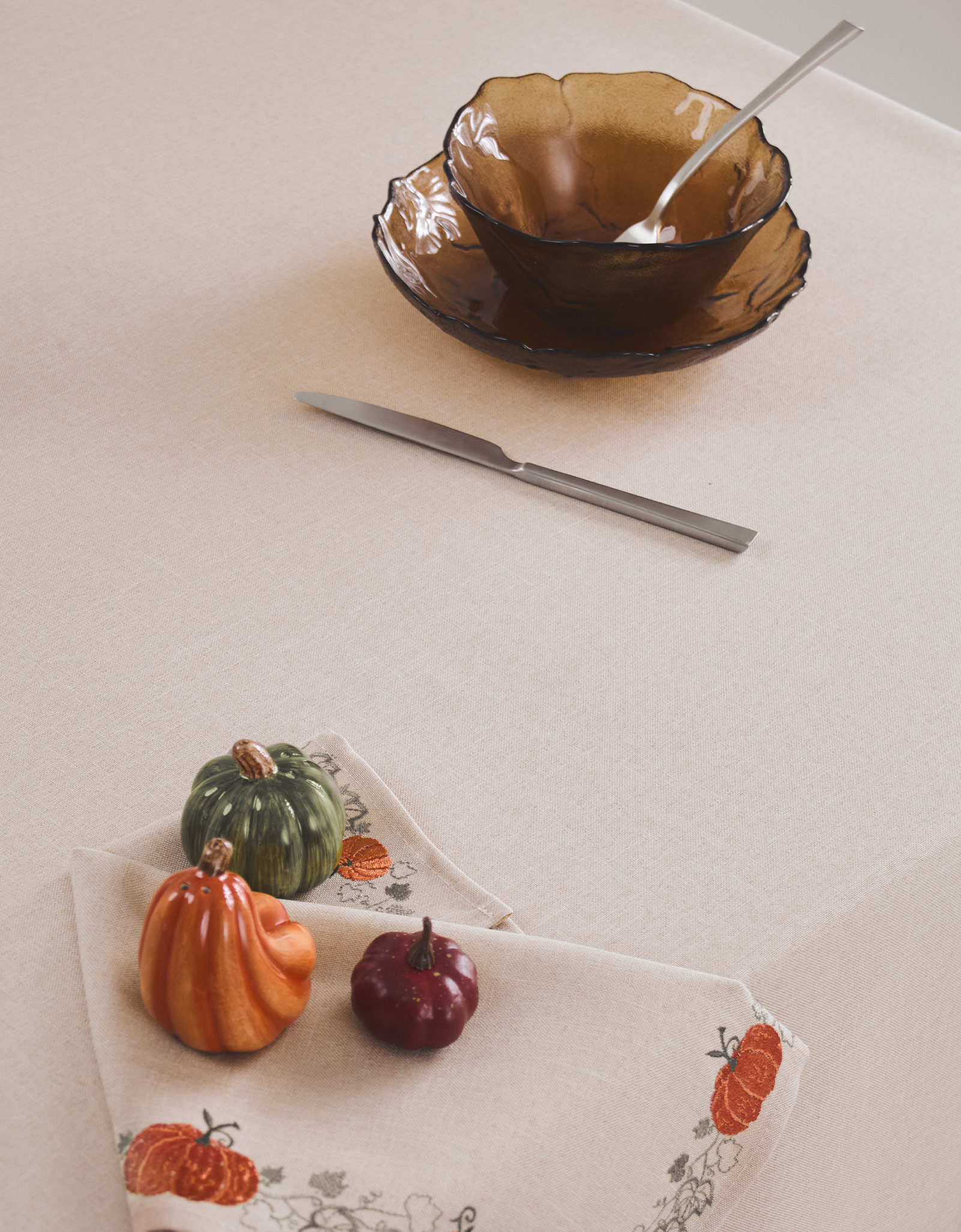 Скатерть, 160х160 см, полиэстер, бежевая, Тыквы, Colorful gourds, image-3