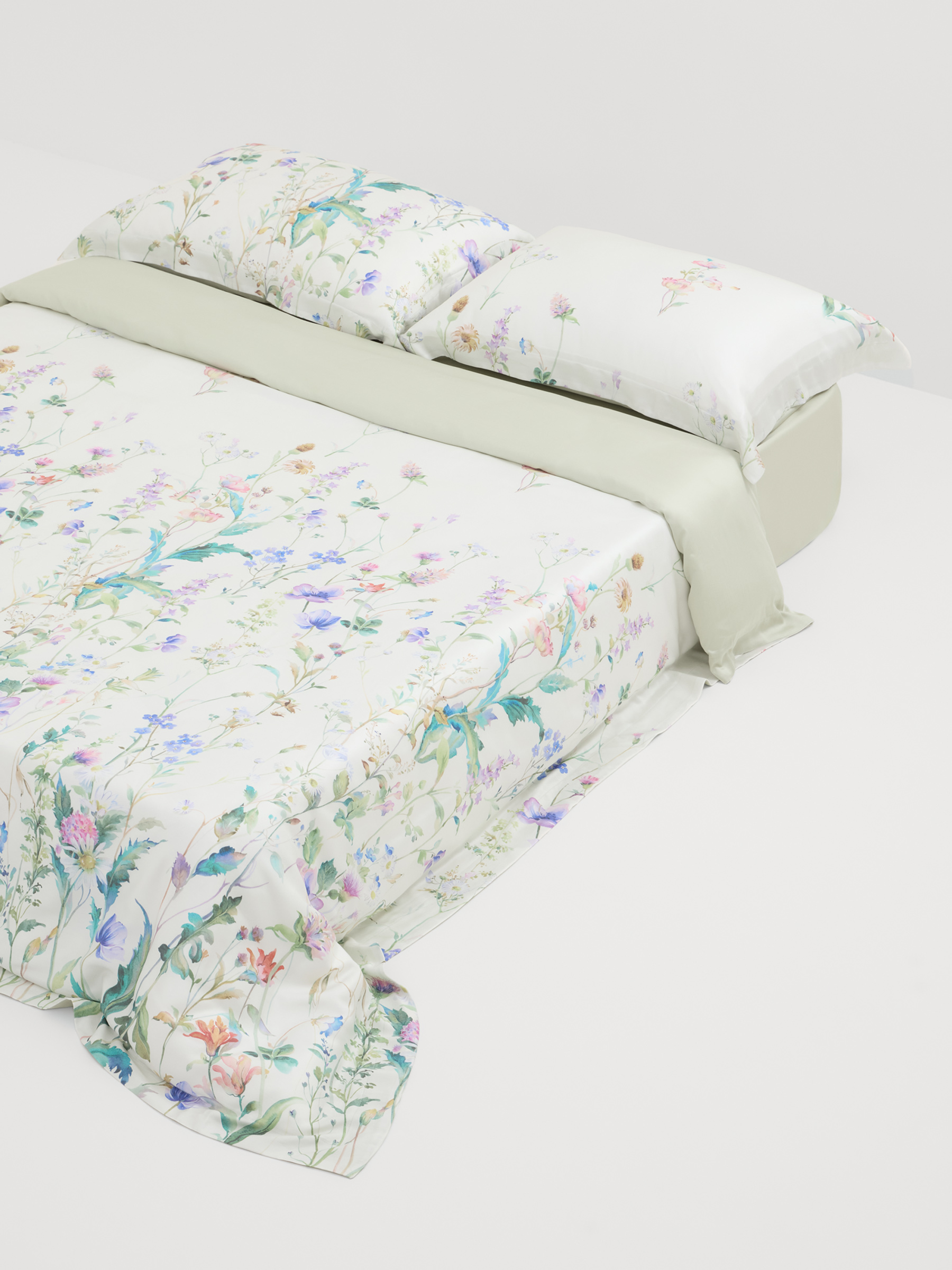 Төсек-орын жиынтығы, еуро, 300 TC, жасыл, Дала гүлдері, Tencel, image-3