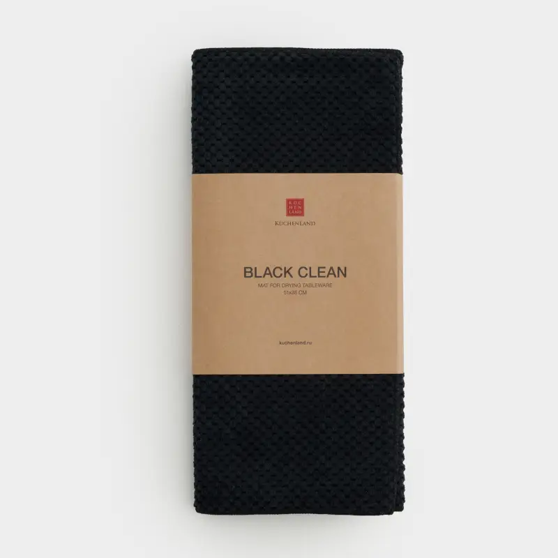 Ыдыстарды кептіруге арналған төсеніш, 51х38 см, микрофибра, қара, Black clean