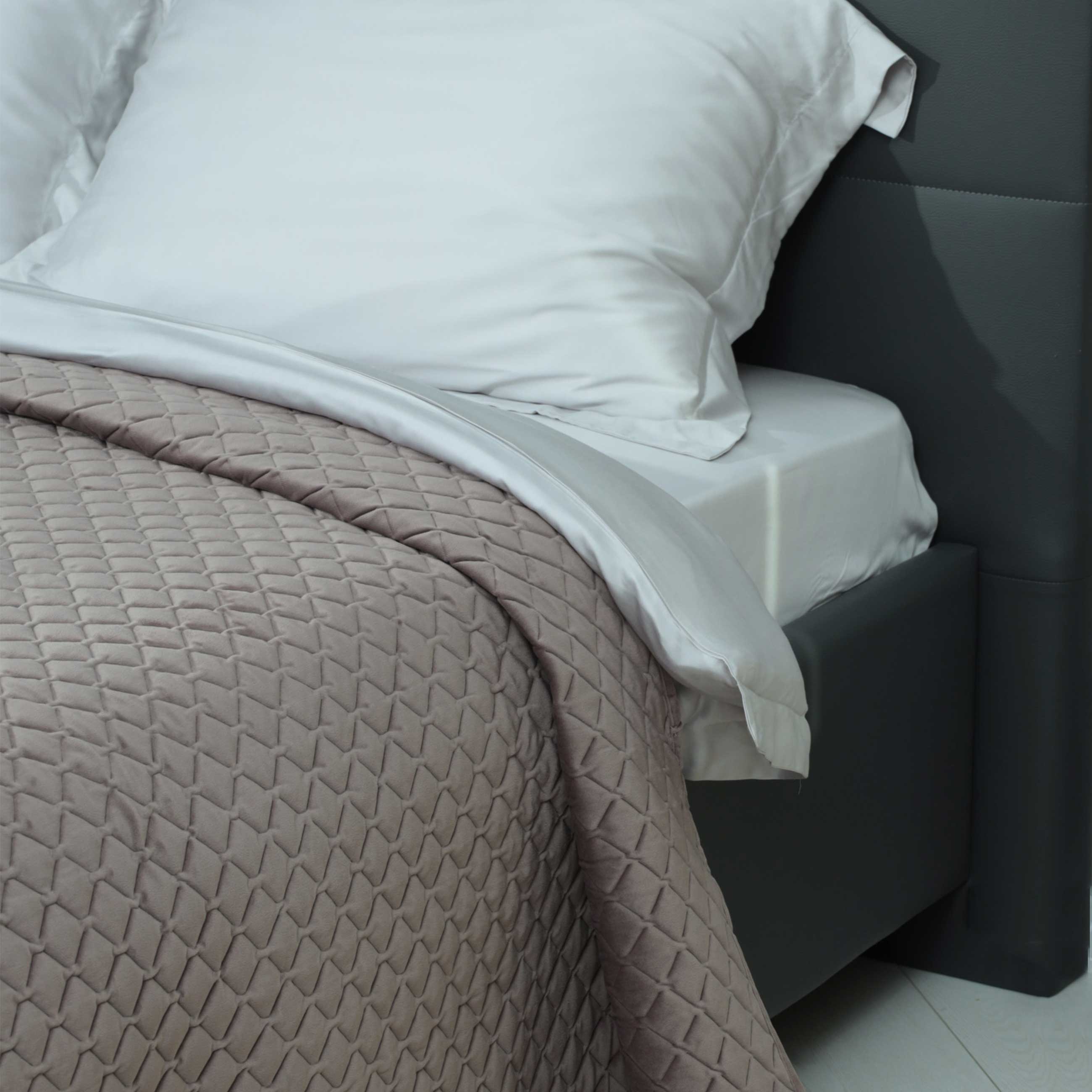 Покрывало, 220х240 см, стеганое, вельвет/микрофибра, сиреневое, Stitch velvet, image-0