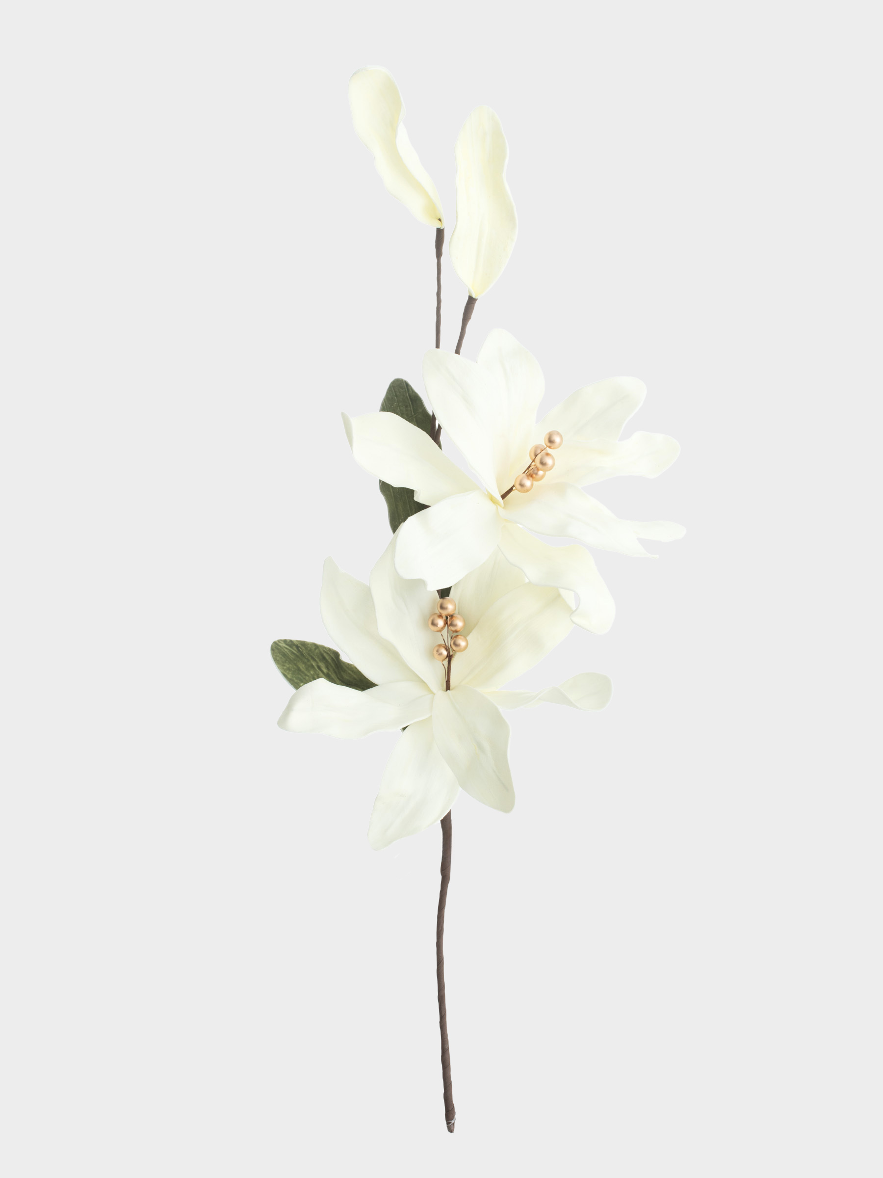 Ветка декоративная, 90 см, пластик/пенопласт, Молочная магнолия, Magnolia, image-0