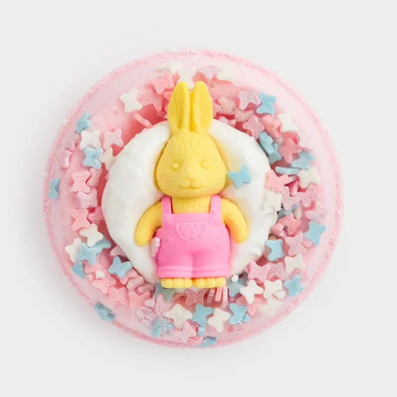 Бомбочка для ванны, 130 гр, с игрушкой, розовая, Клубника, Кролик, Rabbit ,image-0