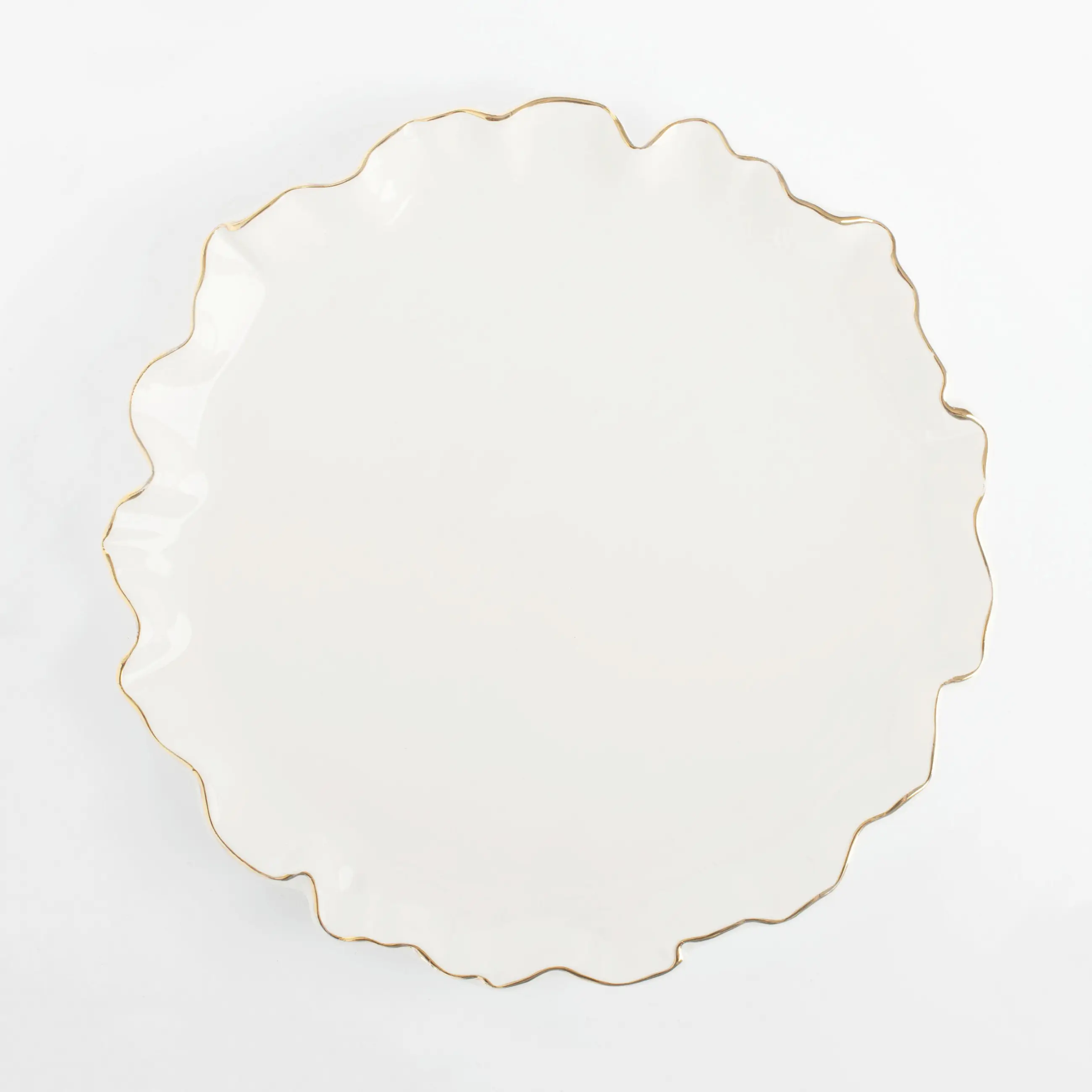 Тарелка закусочная, 20 см, фарфор P, с золотистым кантом, Мятый эффект, Crumple gold, image-0