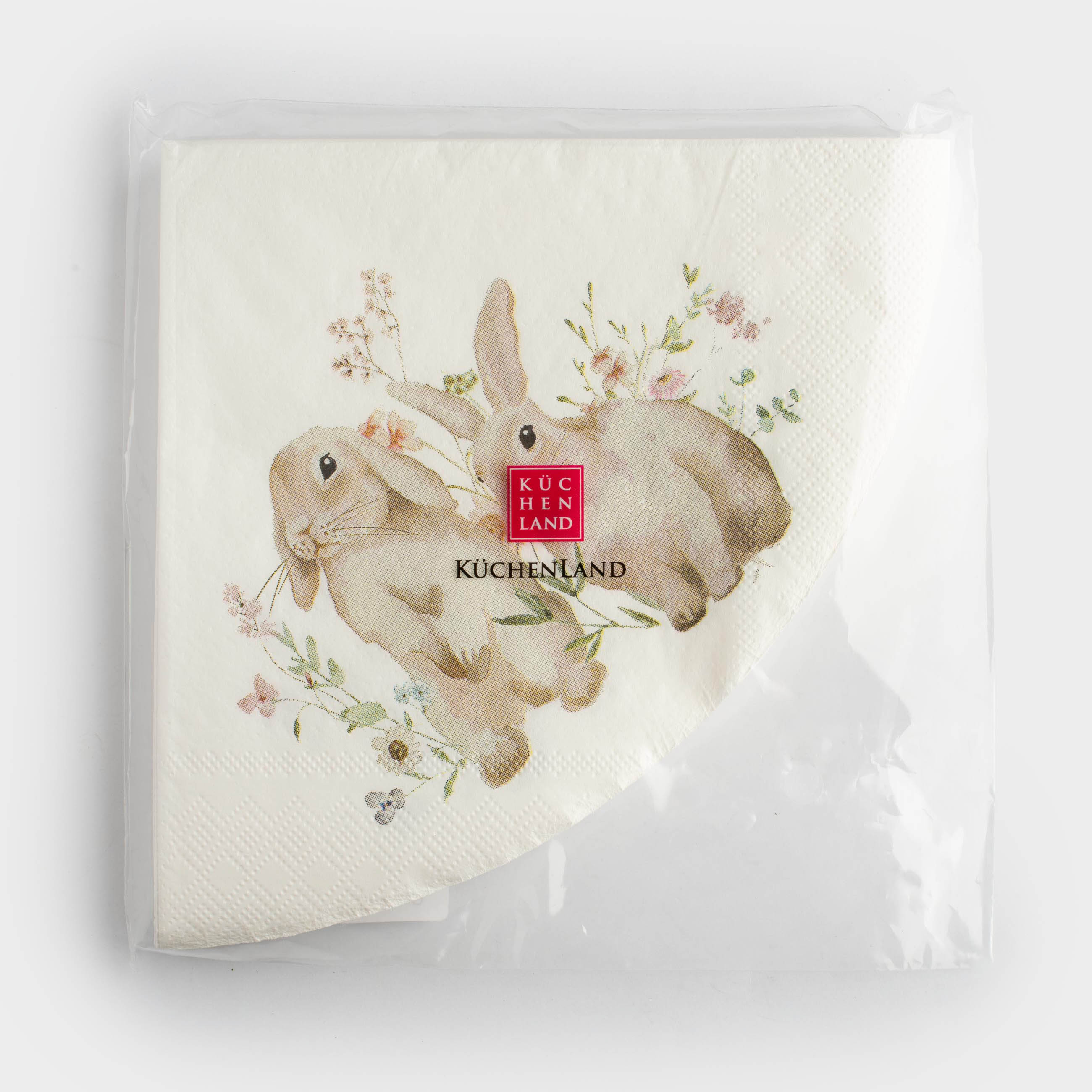 Қағаз майлықтар, 33х33 см, 20 дана, дөңгелек, ақ, Қояндар мен гүлдер, Natural Easter, image-5