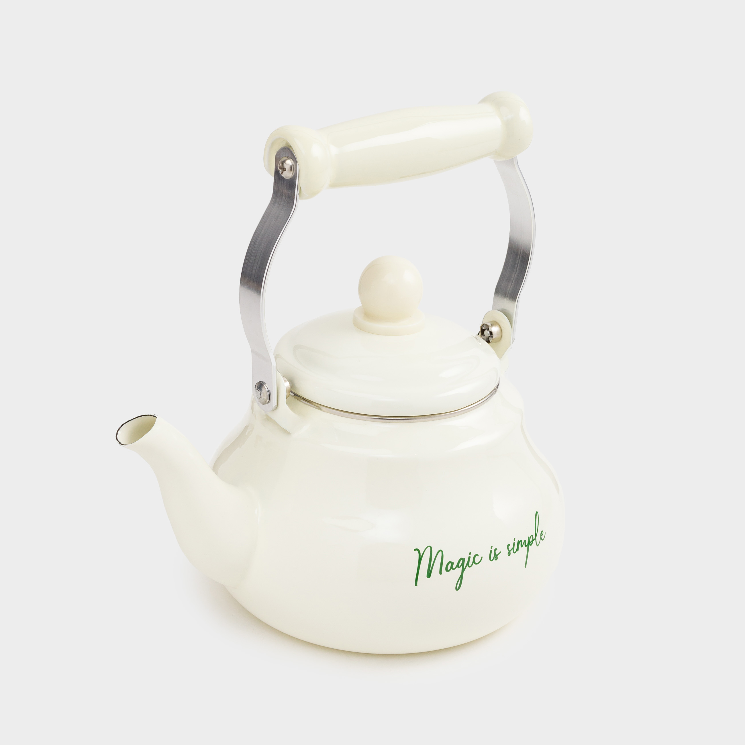 Чайник, 1,2 л, сталь эмалированная, молочный, Enamel, image-1