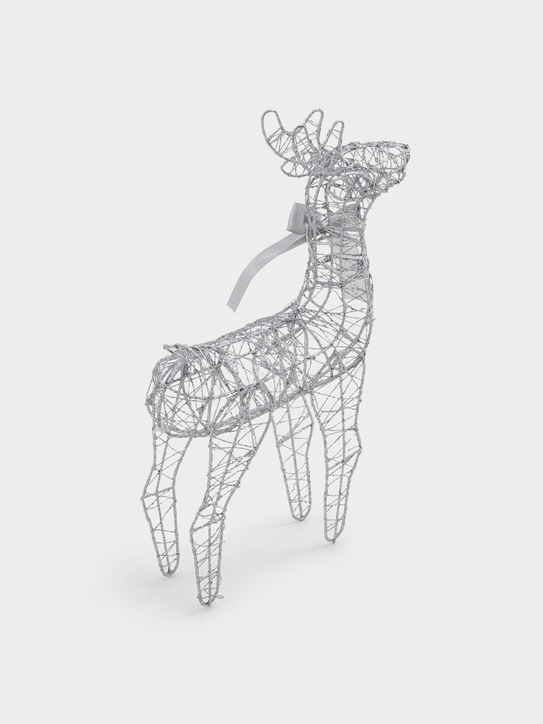Статуэтка с подсветкой, 40 см, металл, серебристая, Олень, Deer sparks, image-3
