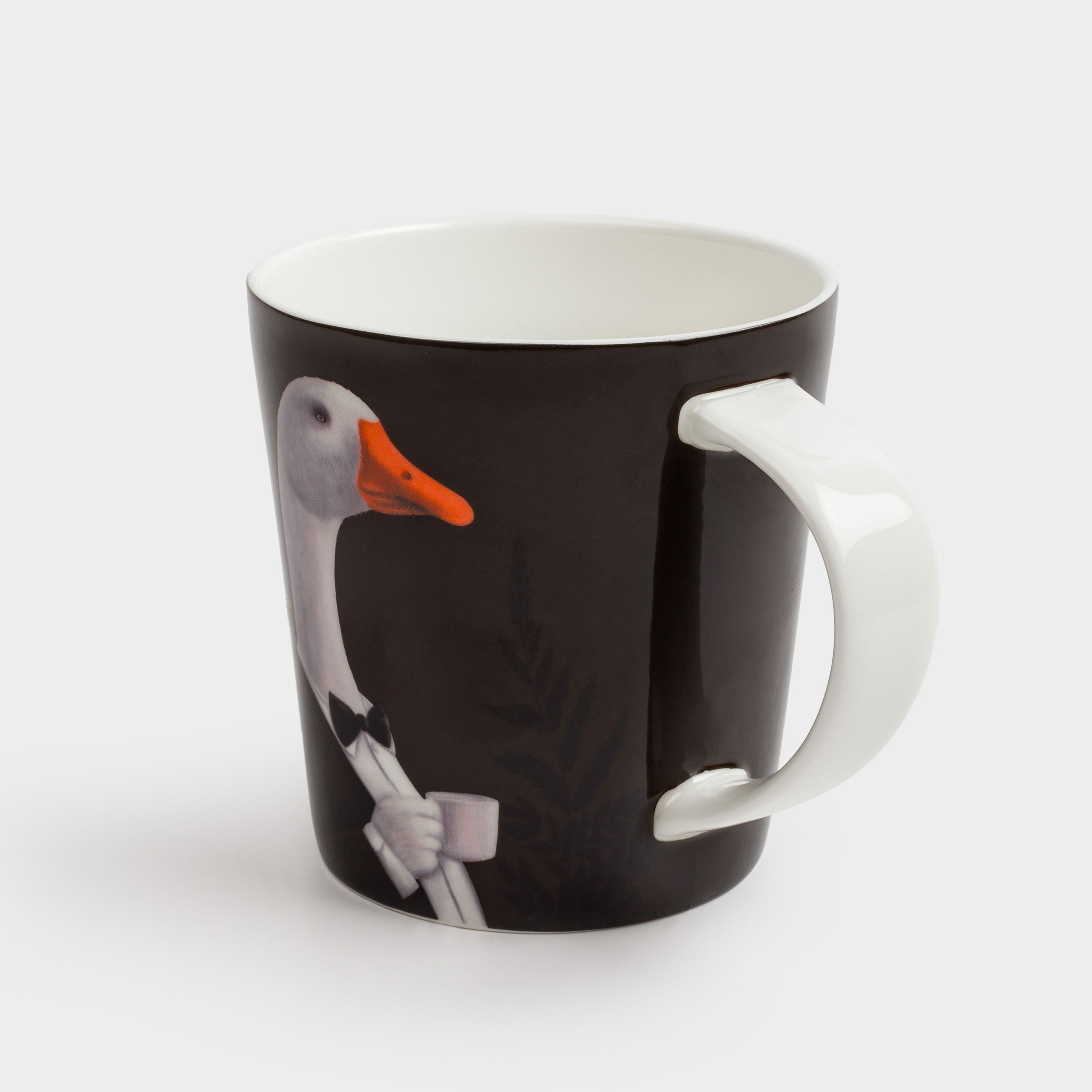 Кружка, 450 мл, фарфор F, черно-белая, Гусь в смокинге, Goose, image-1