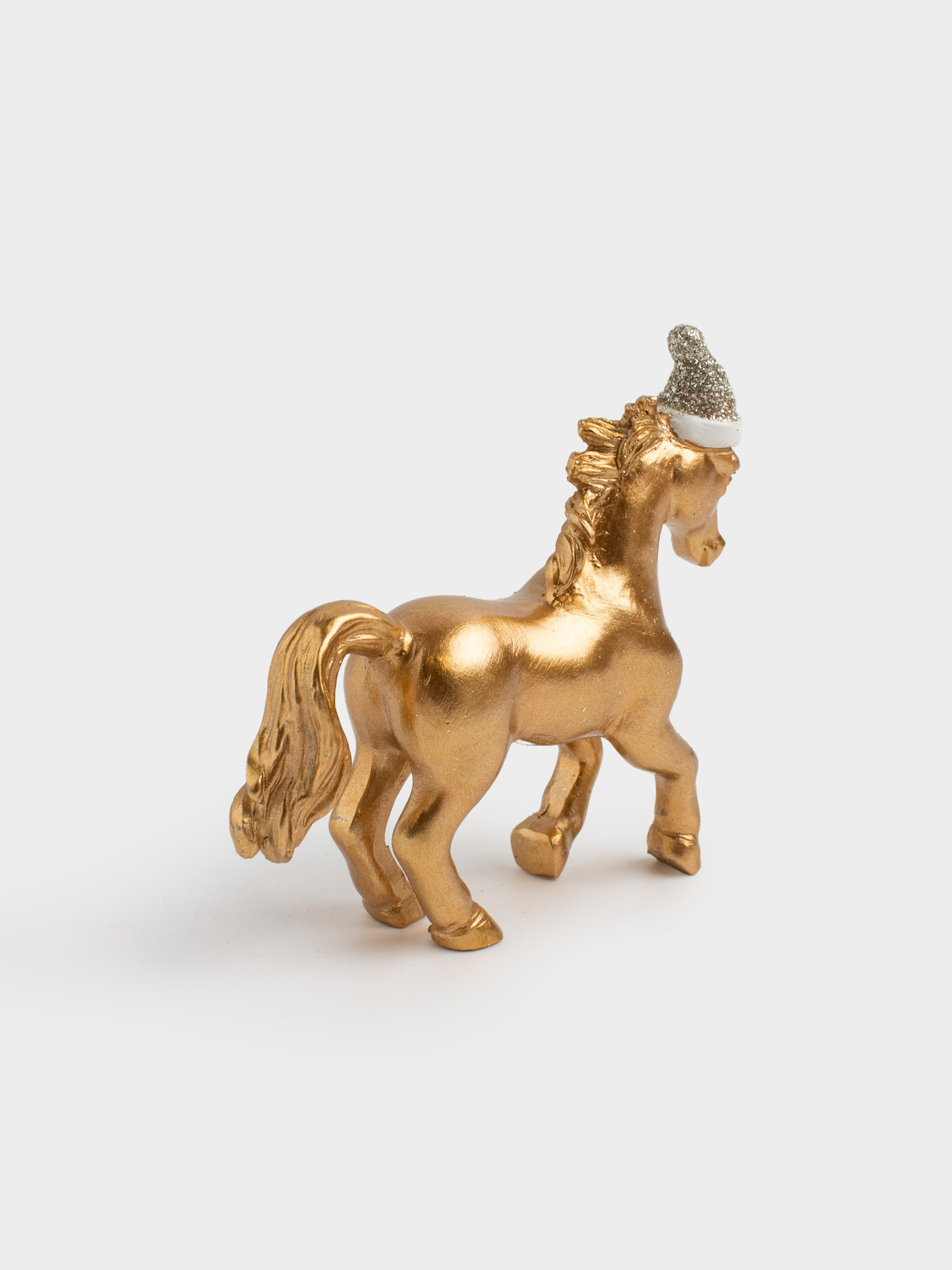 Мүсінше, 8 см, полирезин, алтын, Қалпақ киген жылқы, Horse gold, image-4