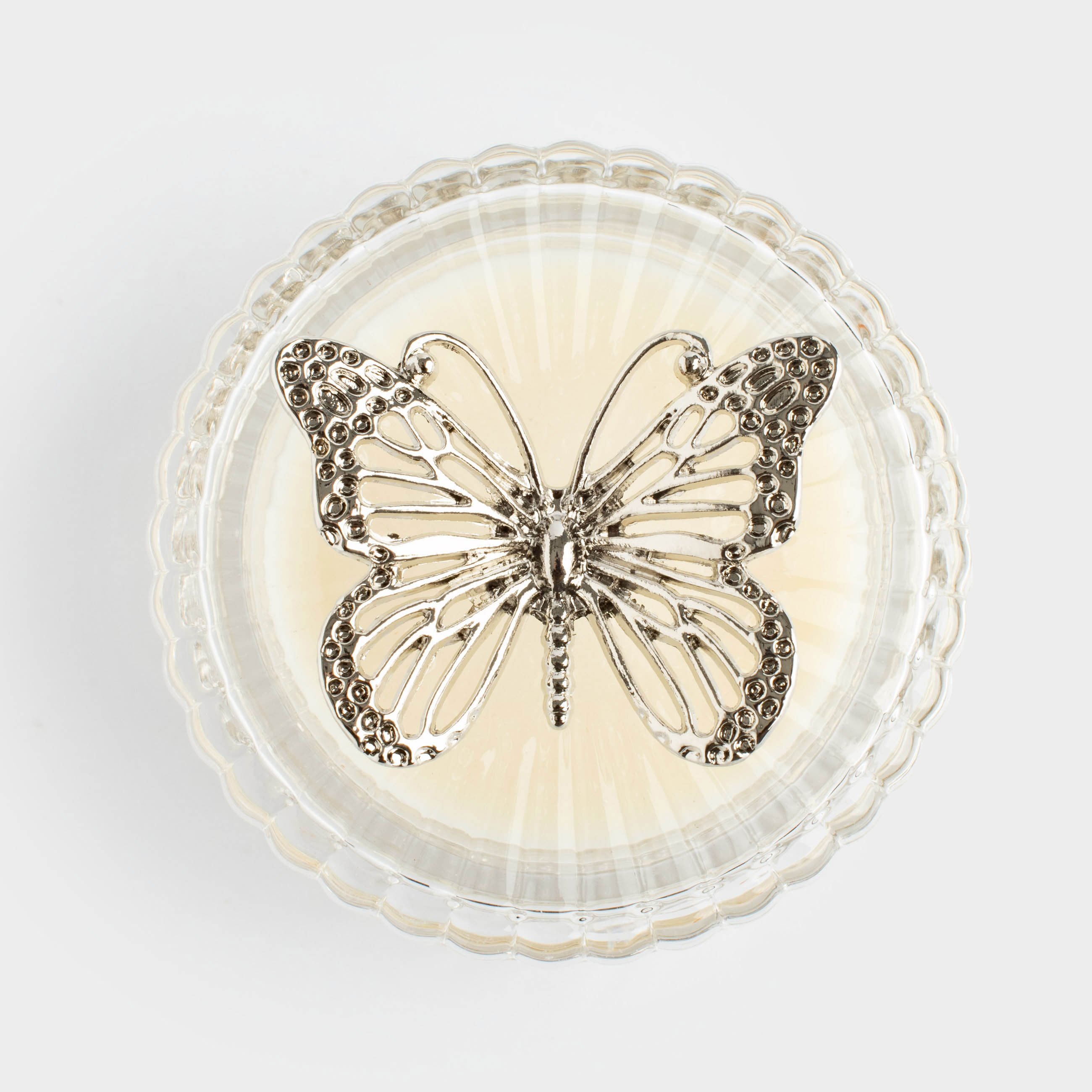 Свеча ароматическая, 7 см, в подсвечнике, с крышкой, стекло/металл, Apple & Peach, Butterfly, image-2