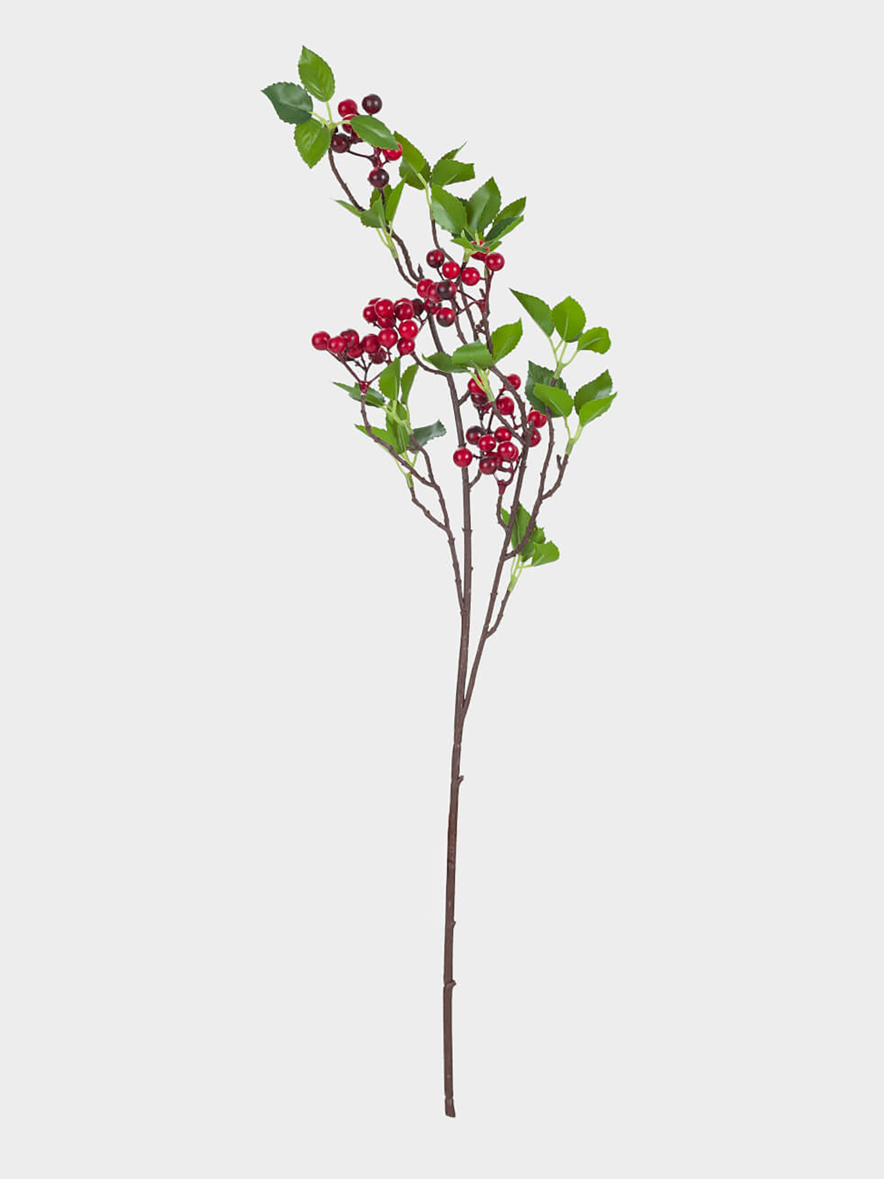 Ветка декоративная, 70 см, пенопласт/полиэстер, Красные ягоды, Red berry, image-0