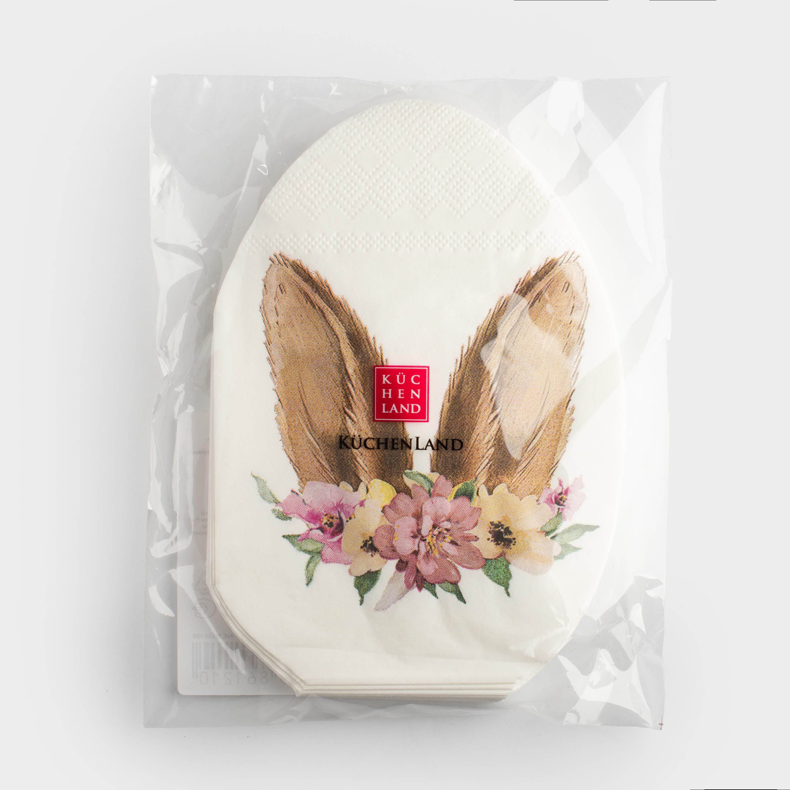 Салфетки бумажные, 33х33 см, 20 шт, белые, Яйцо, Уши кролика в венке, Flora Easter, image-2