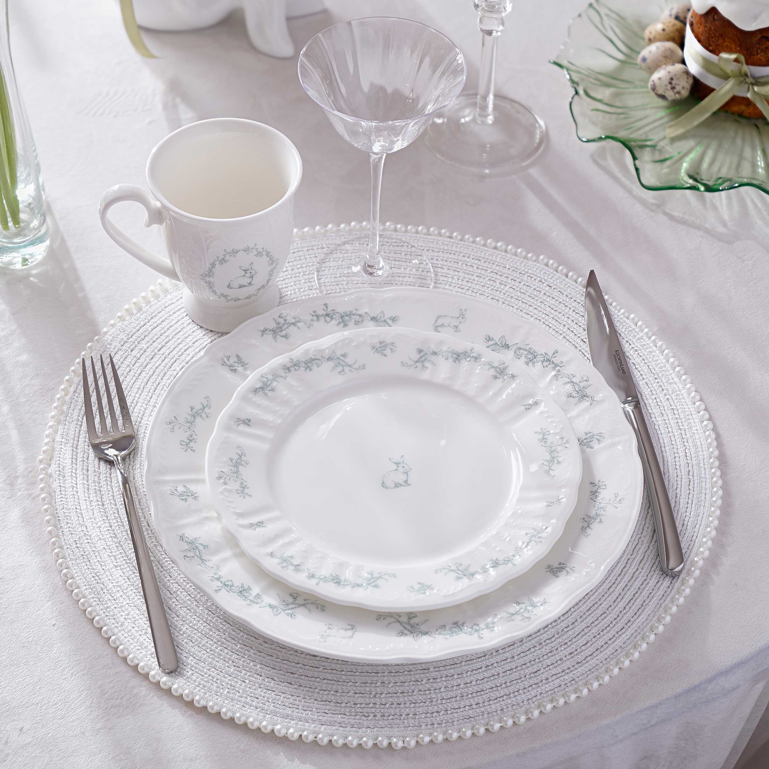 Тарелка закусочная, 20 см, фарфор Fine Bone China, белая, Кролик и цветы, Easter blooming, image-7