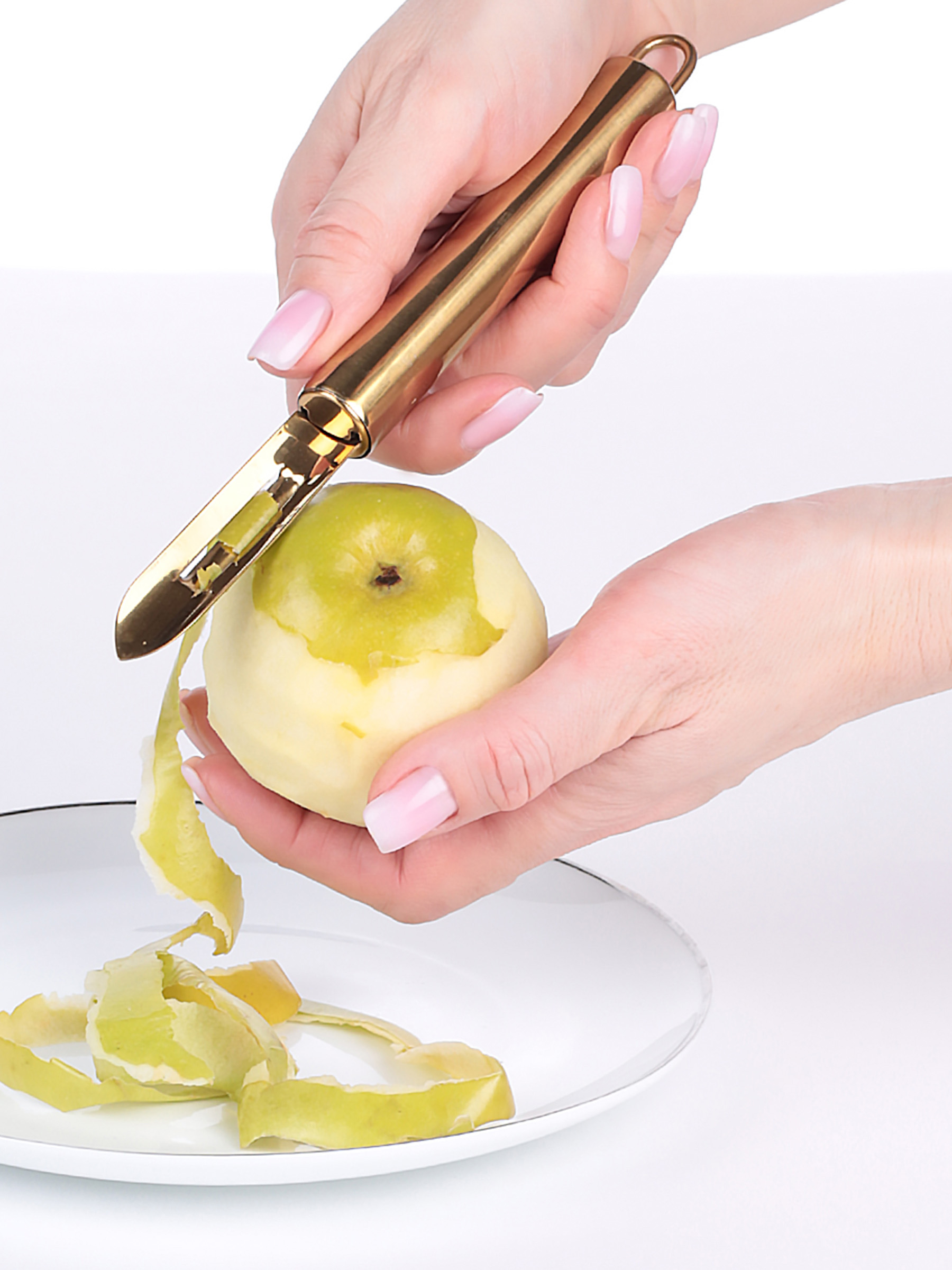Көкөніс тазартқыш, 19 см, болат, алтын, Spiro Gold, image-1