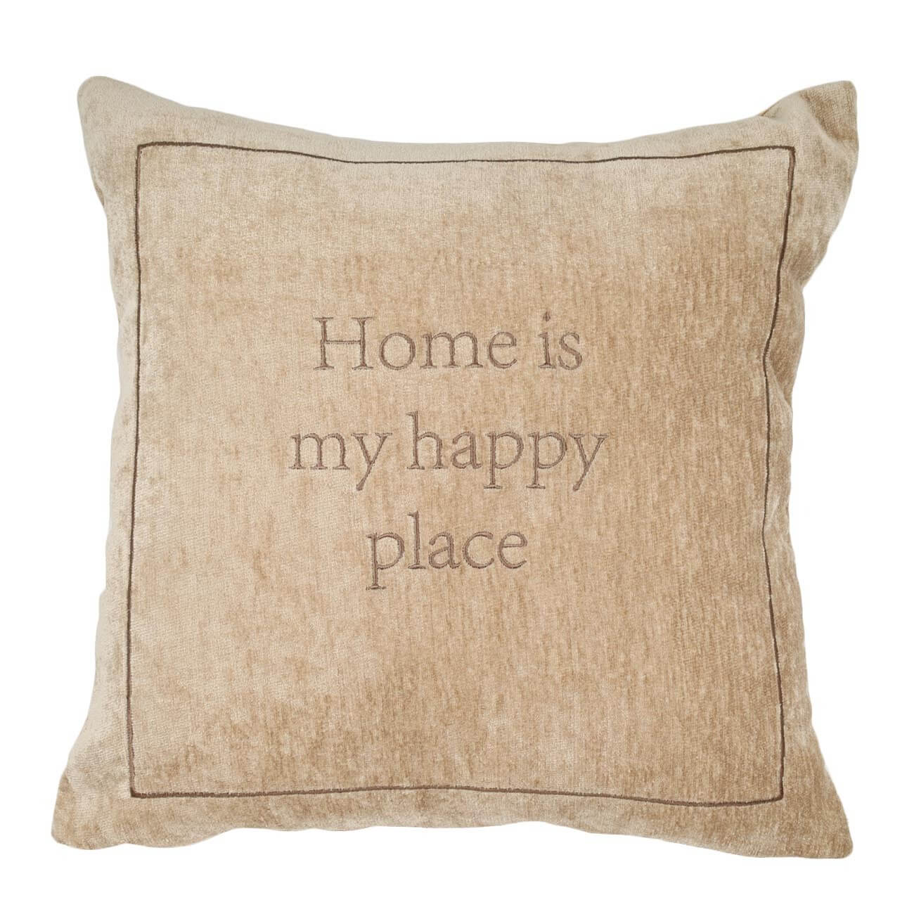 Сәндік жастық, 45х45 см, шенилл/барқыт, сарғылт, Home is my happy place, Chenill изображение № 1