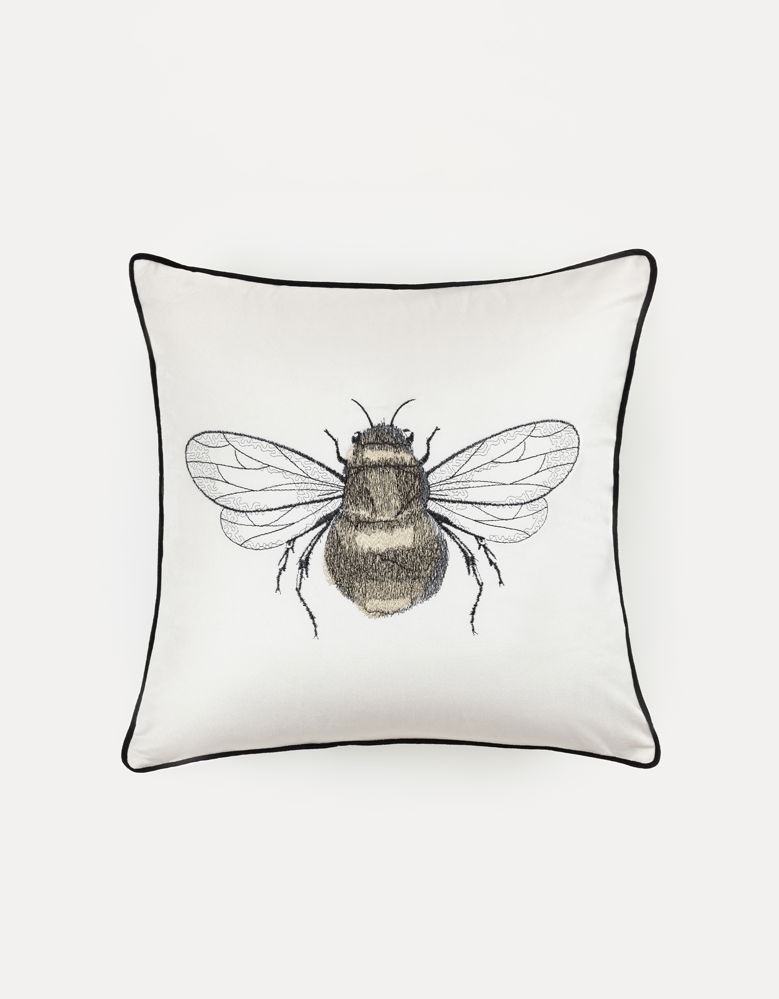 Подушка декоративная, 45х45, вельвет, молочная, Шмель, Bugs, image-0