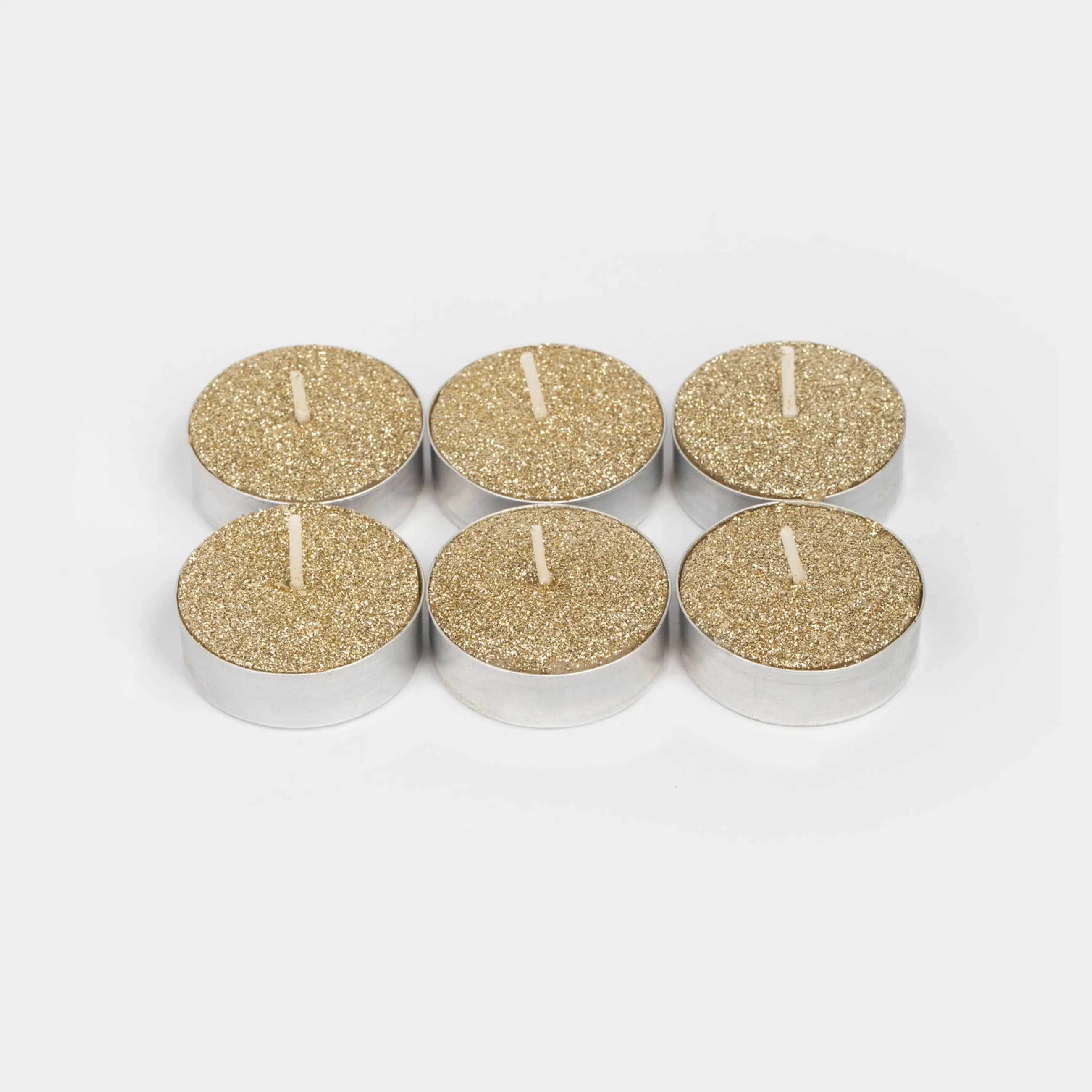 Шай шырағы, 4 см, 6 дана, алтын түстес, Metallic glow