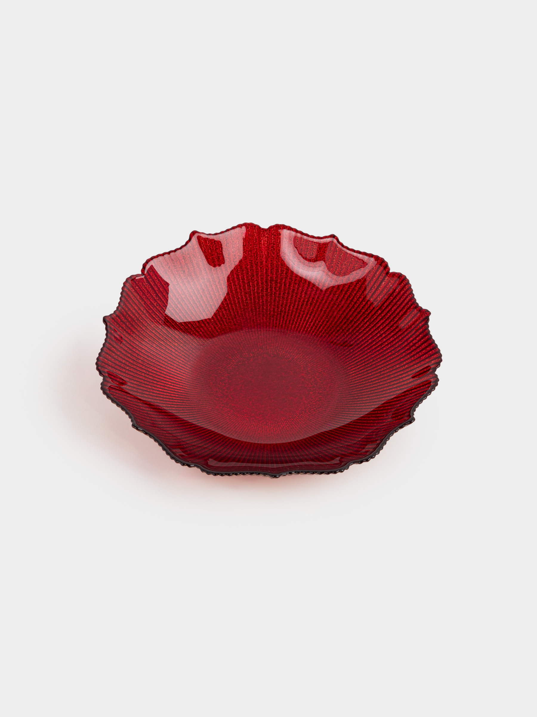 Блюдо глубокое, 20х5 см, стекло, красное, Ribby color, image-1