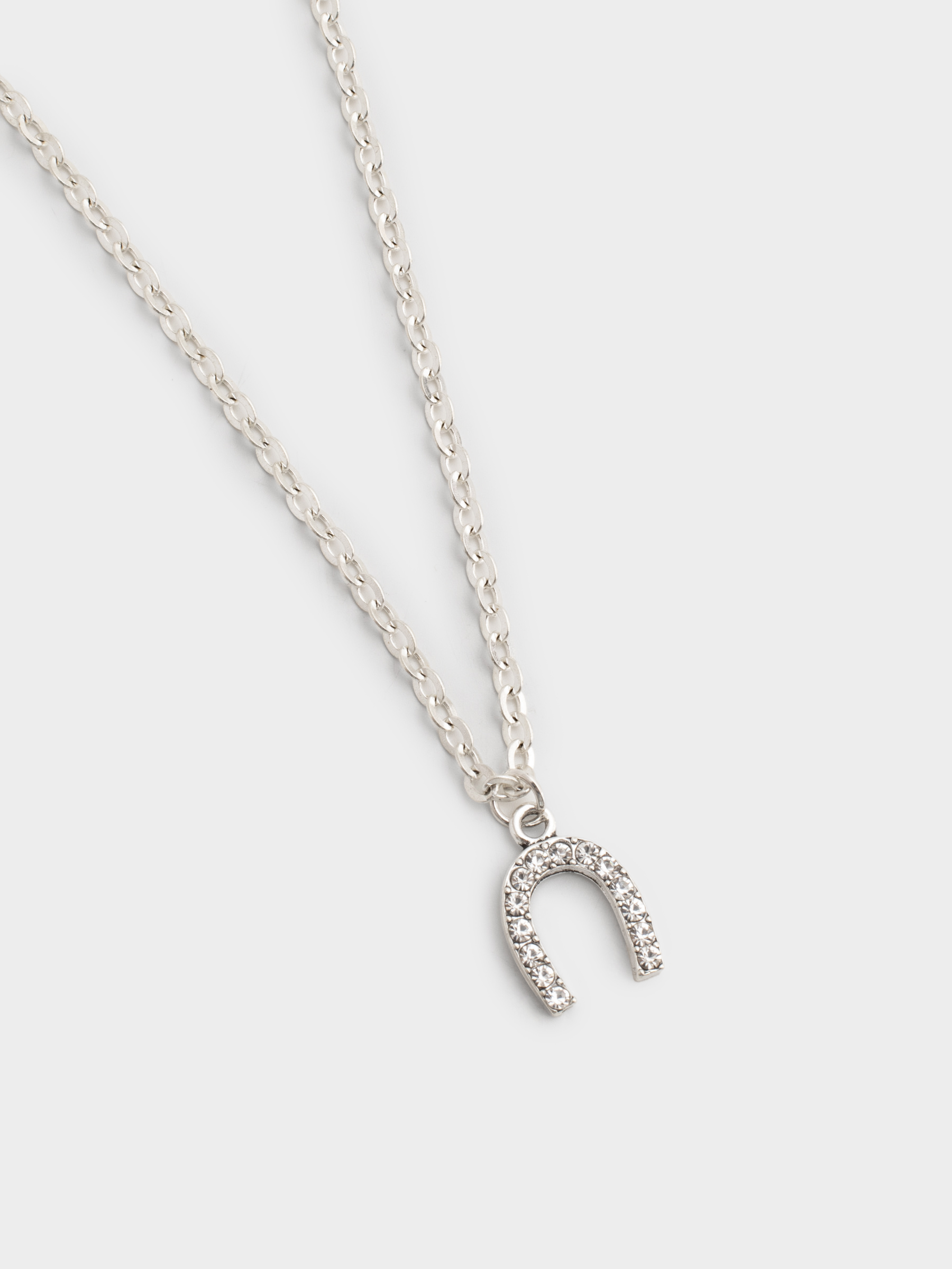 Цепочка, 40 см, с подвеской, металл/стразы, серебристая, Подкова, Jewelry horse, image-1