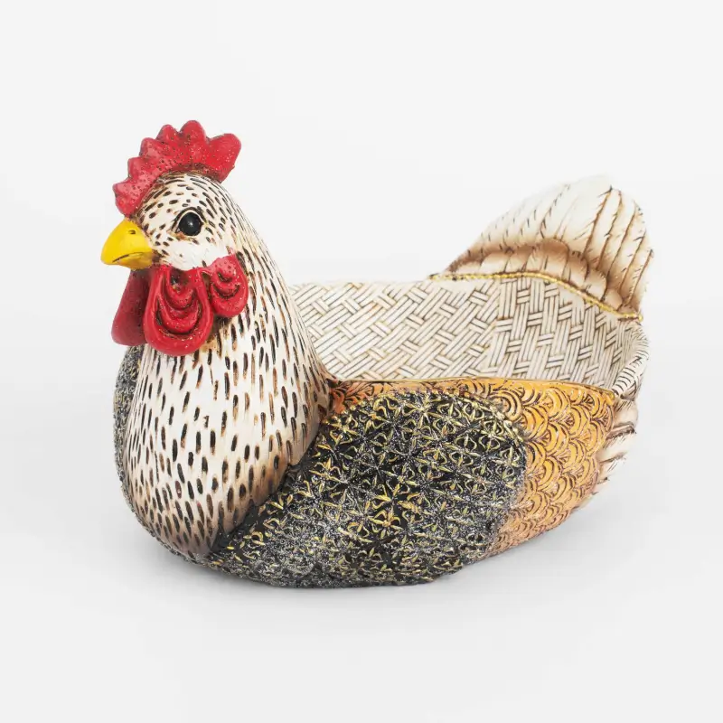 Конфетница, 25х17 см, полирезин, цветная, Курица, Natural Easter ,image-0
