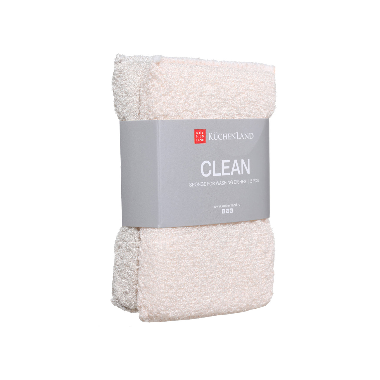 Ыдыс жууға арналған губка, 8х12 см, 2 дана, микрофибра, сарғылт, Clean, image-1