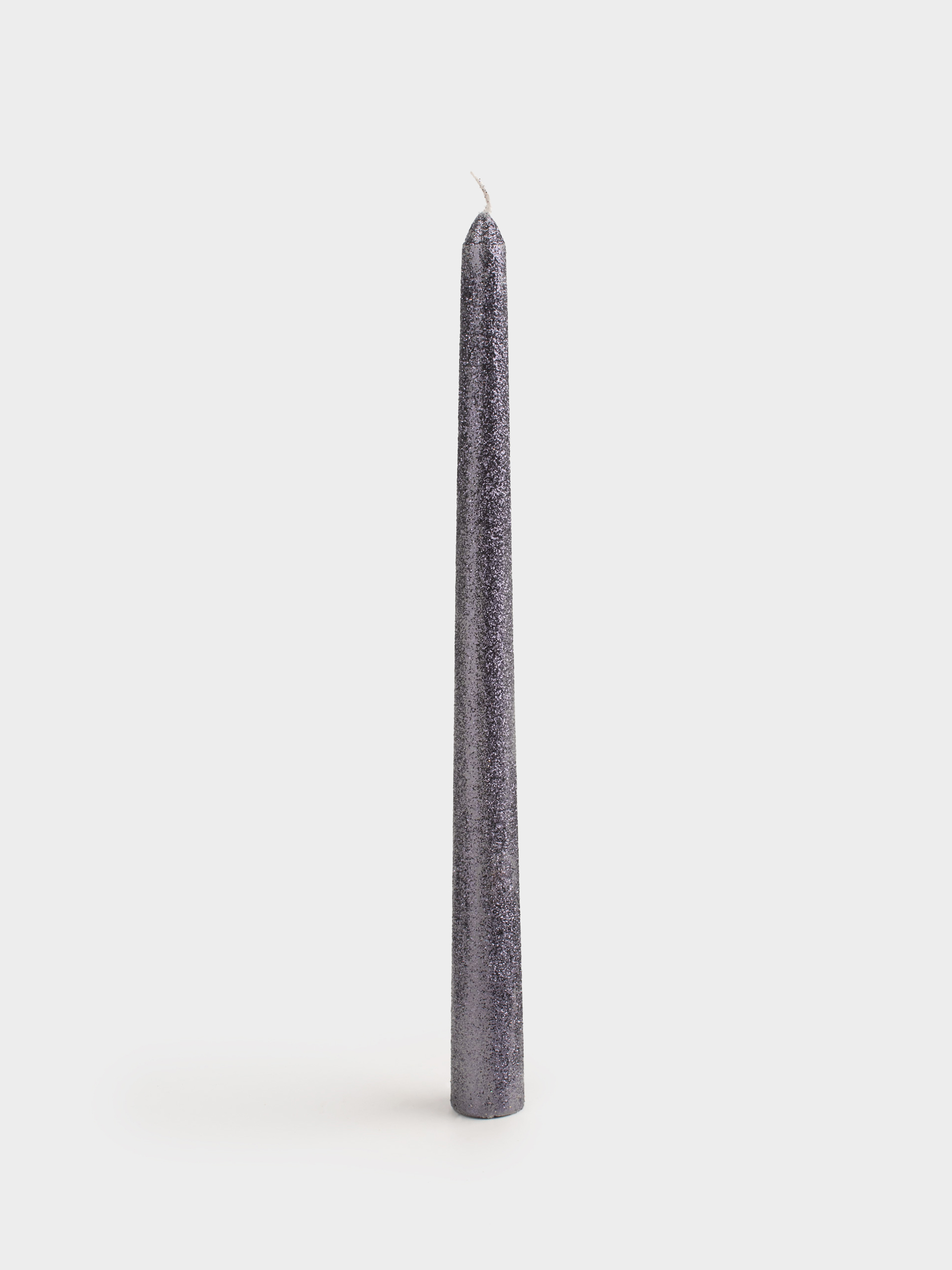Свеча, 25 см, тонкая, с блестками, серая, Sparkly candle, image-0
