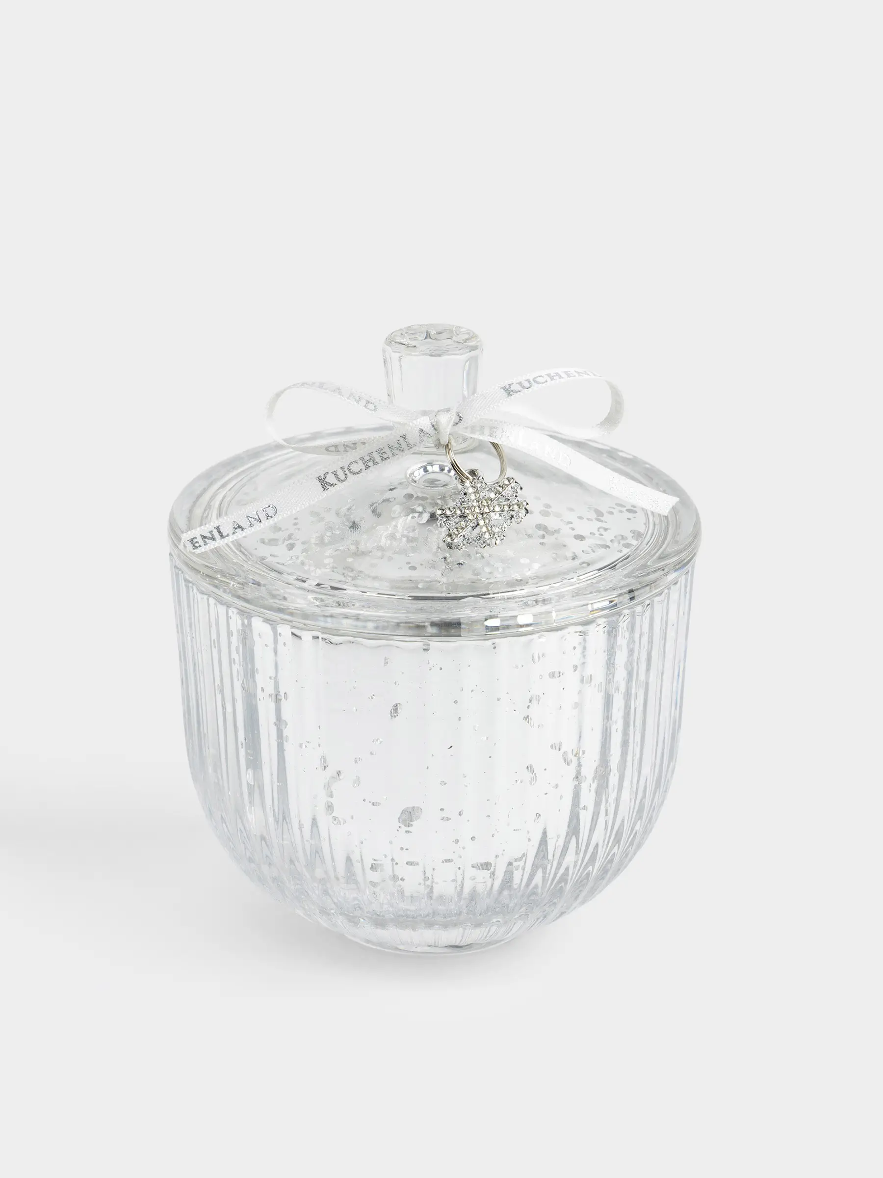 Емкость для хранения, 9х11 см, 220 мл, с подвеской, стекло, серебристая, Снежинка, Patina