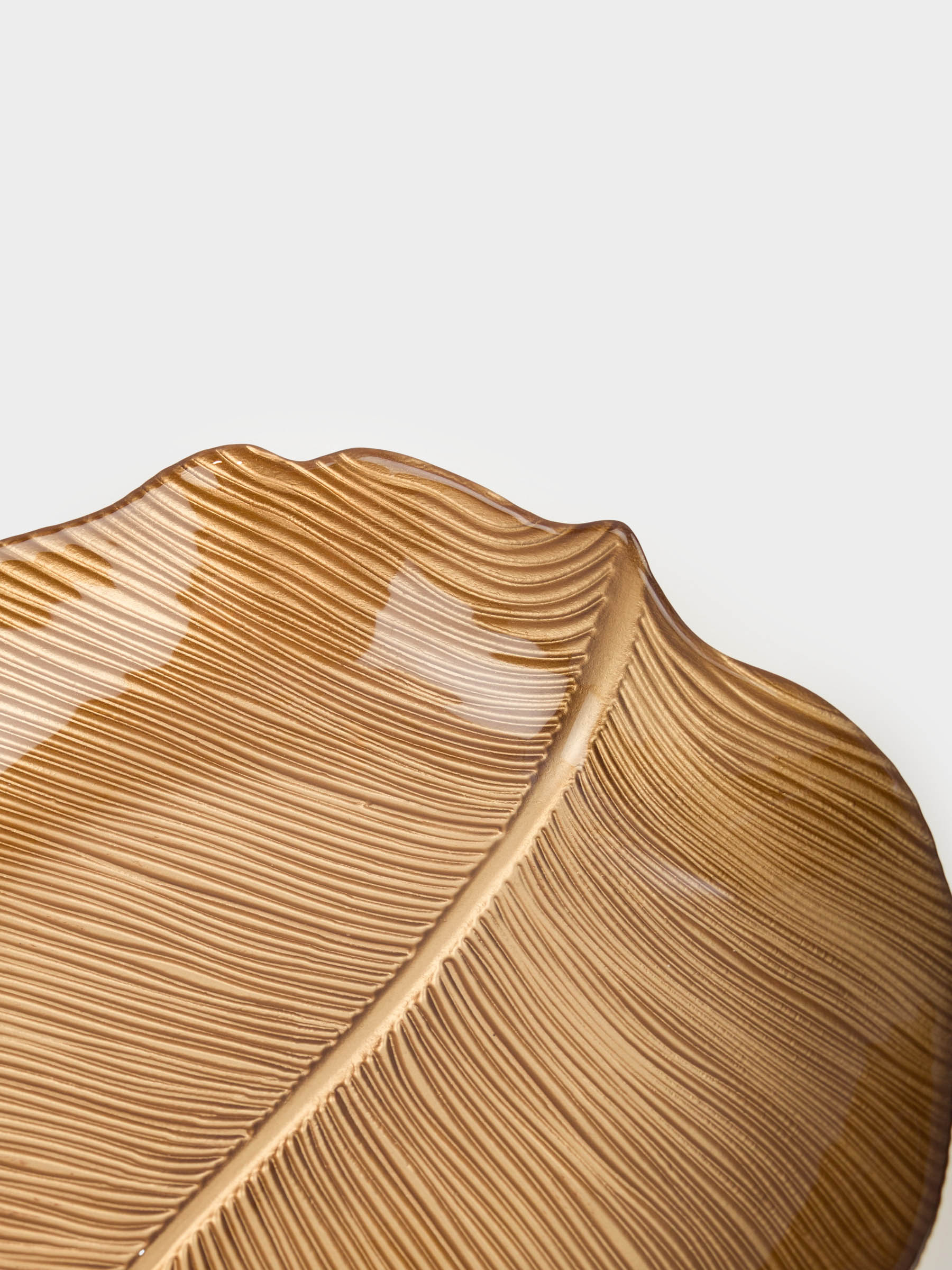 Блюдо, 21х19х3 см, стекло, золотистое, Тропический лист, Hosta, image-5