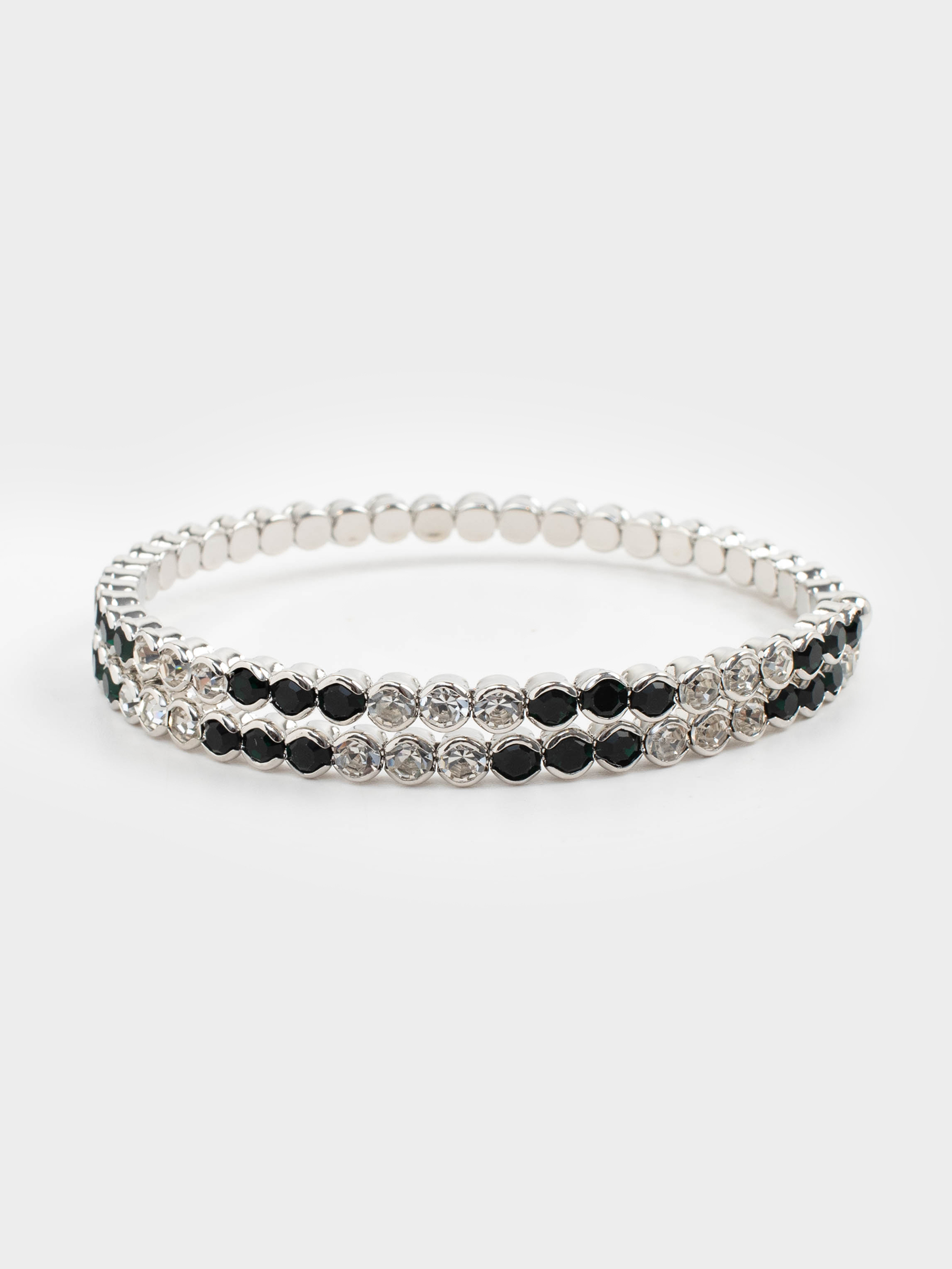 Браслет-спираль, 20 см, металл/стразы, зелено-серебристый, Кристаллы, Jewelry, image-2