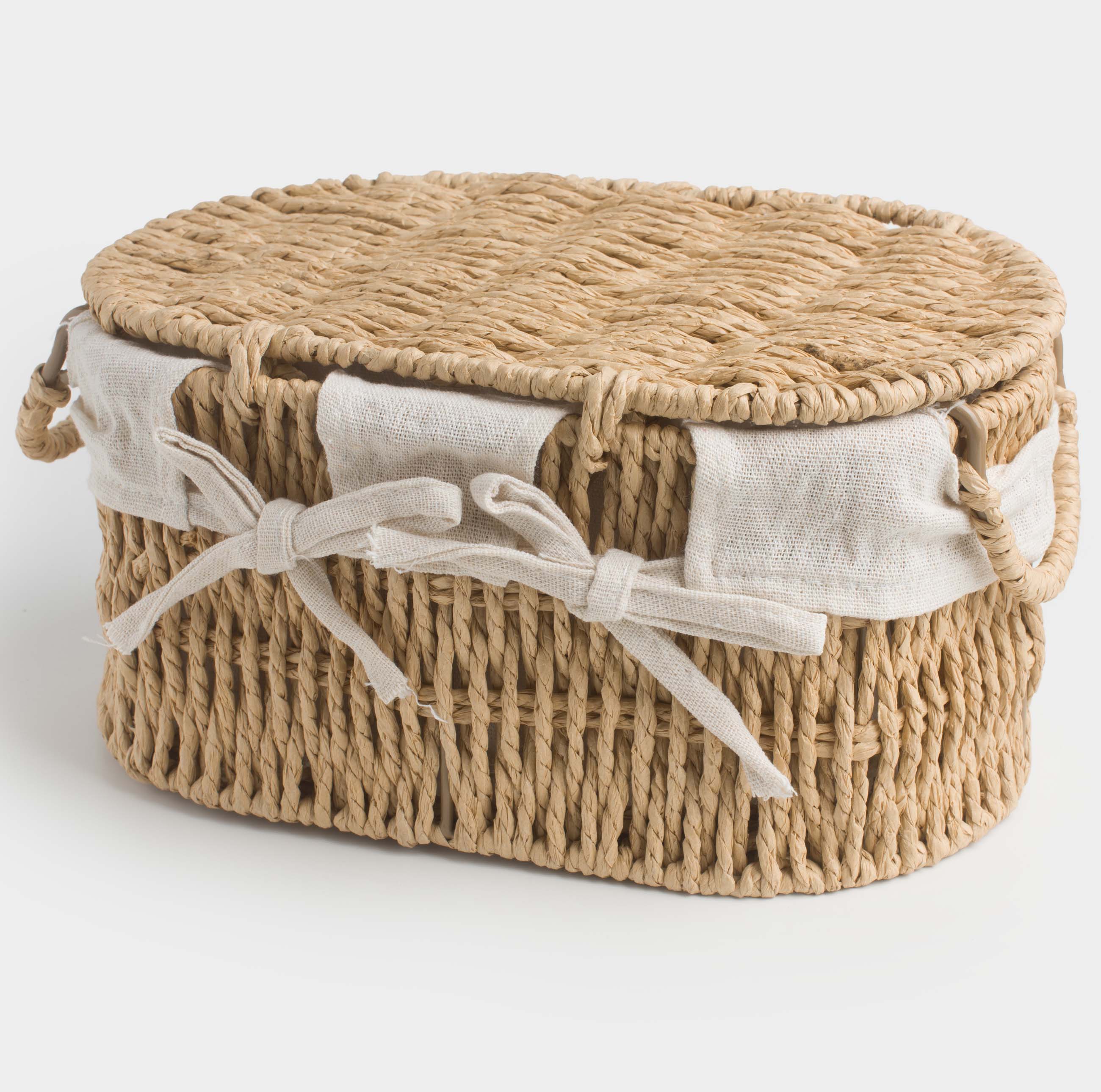 Корзина для хранения, 27x17x13 см, плетеная, с ручками, с крышкой, целлюлоза, овальная, Braided, image-3