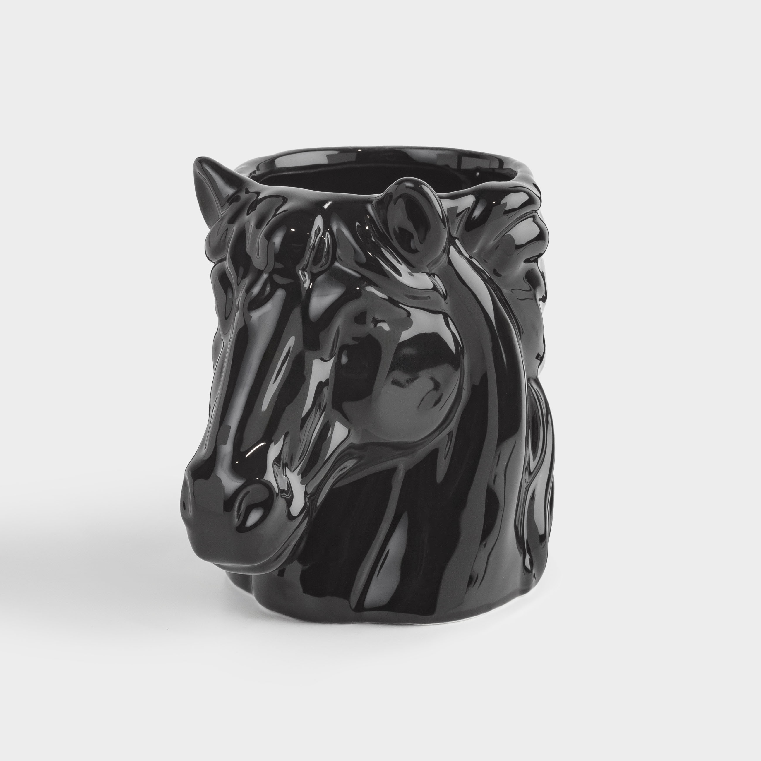 Кружка, 500 мл, керамика, черная, Голова лошади, Horse, image-1